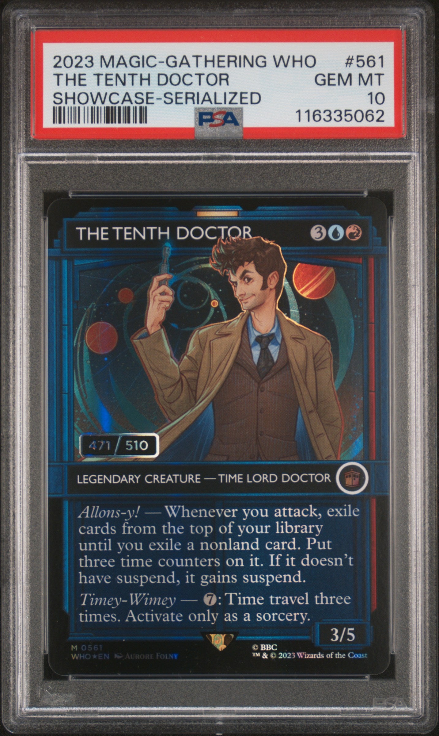 2023 MTG Doctor Who The Tenth Doctor #561 Serialized Showcase Foil PSA10 Gem Mint 2023 MTG Doctor Who The Tenth Doctor #561 Serialized Showcase Foil PSA10 Gem Mint