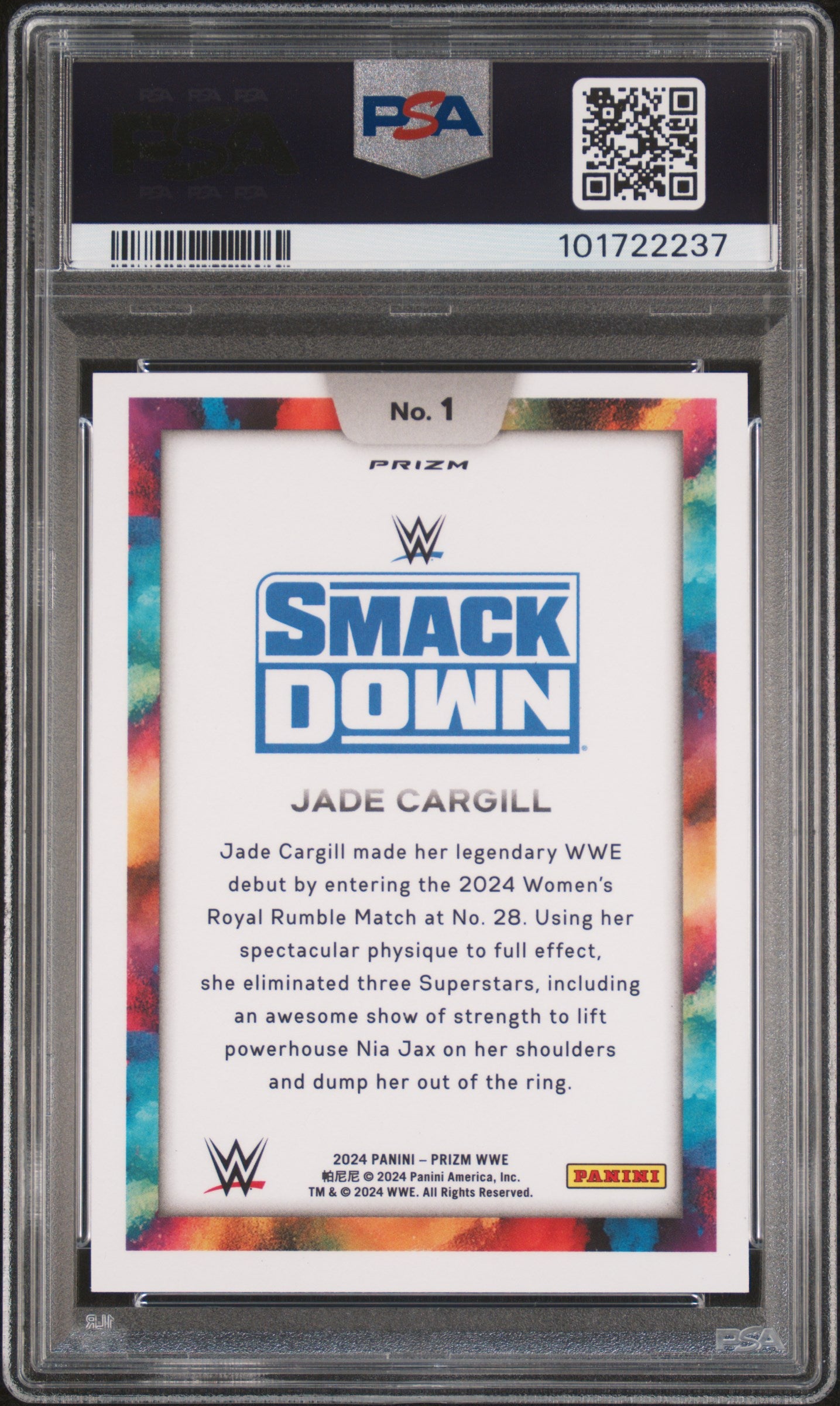 WWE SmackDown trading card with PSA grading information