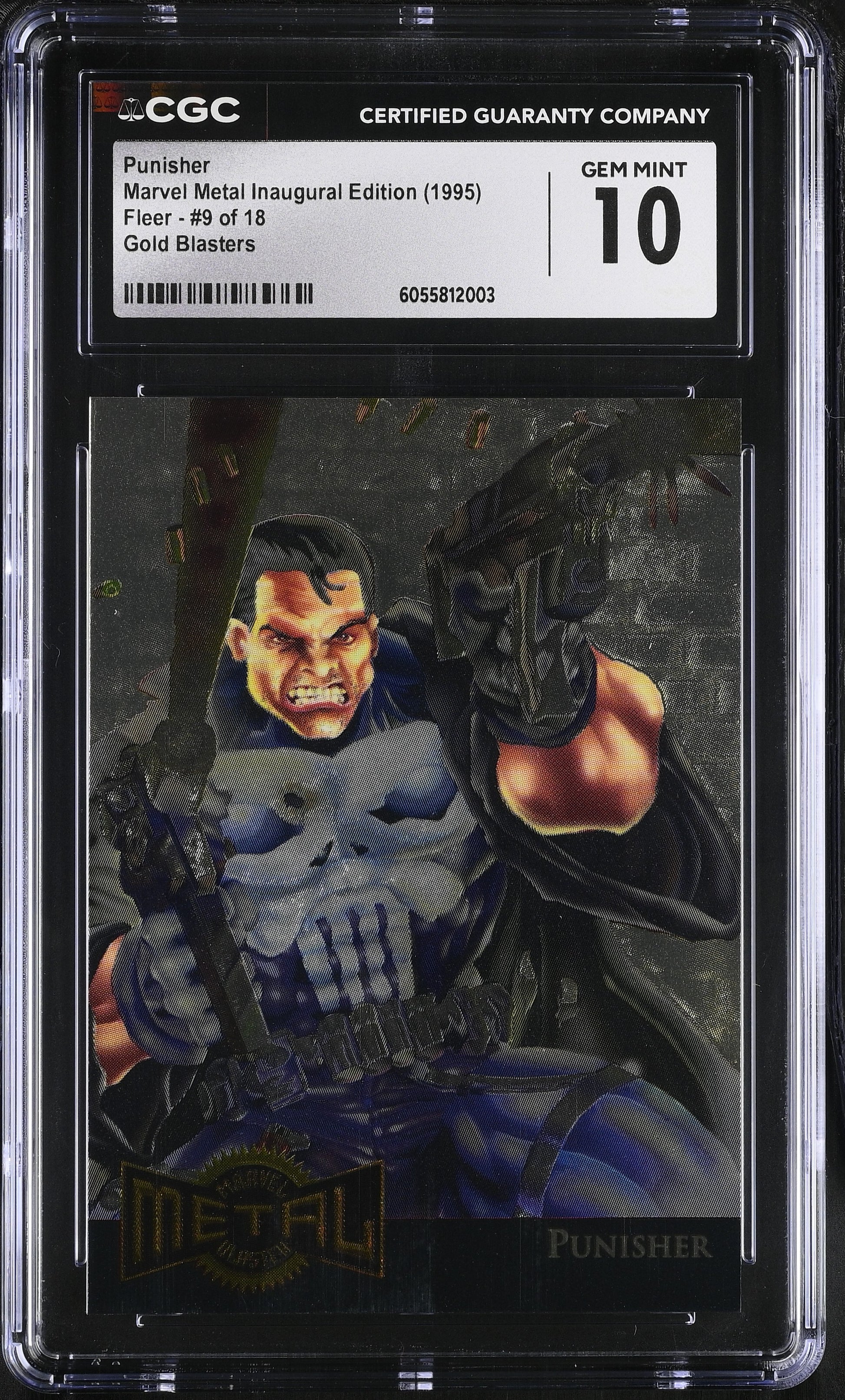 Marvel Punisher card in CGC protective case with grading label
