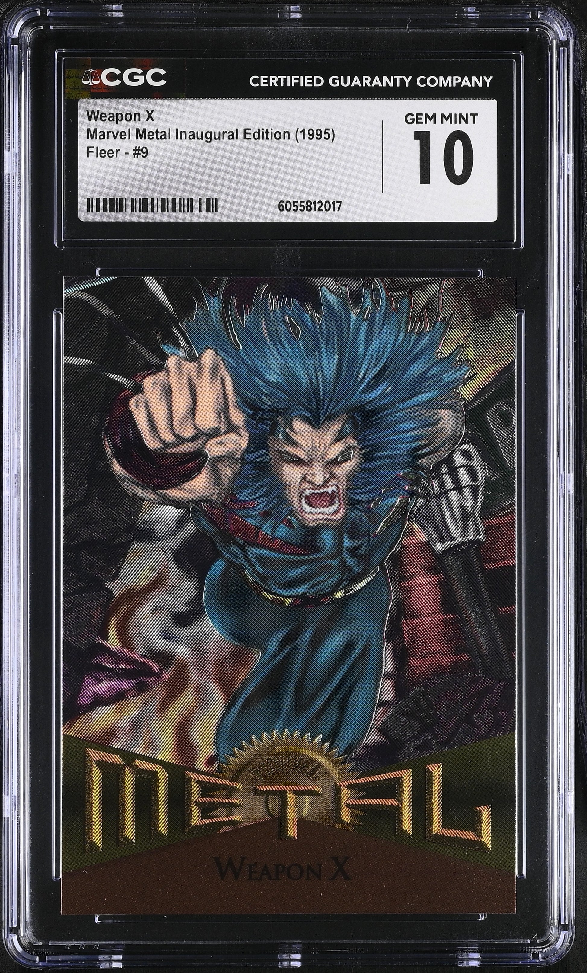 Trading card of Weapon X from Marvel Metal Inaugural Edition with CGC grading label