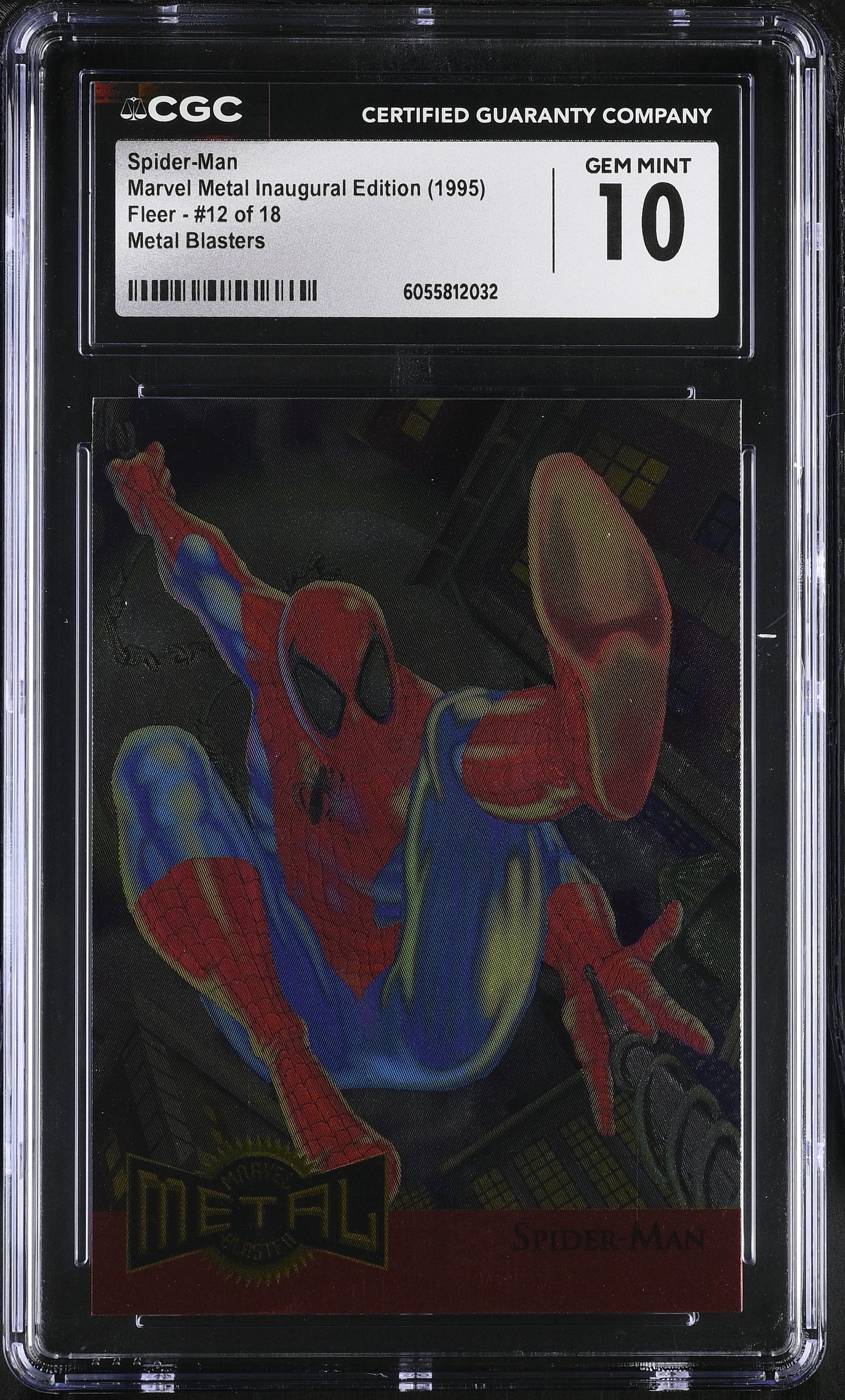 Spider-Man Marvel Metal card in CGC protective case with grading label