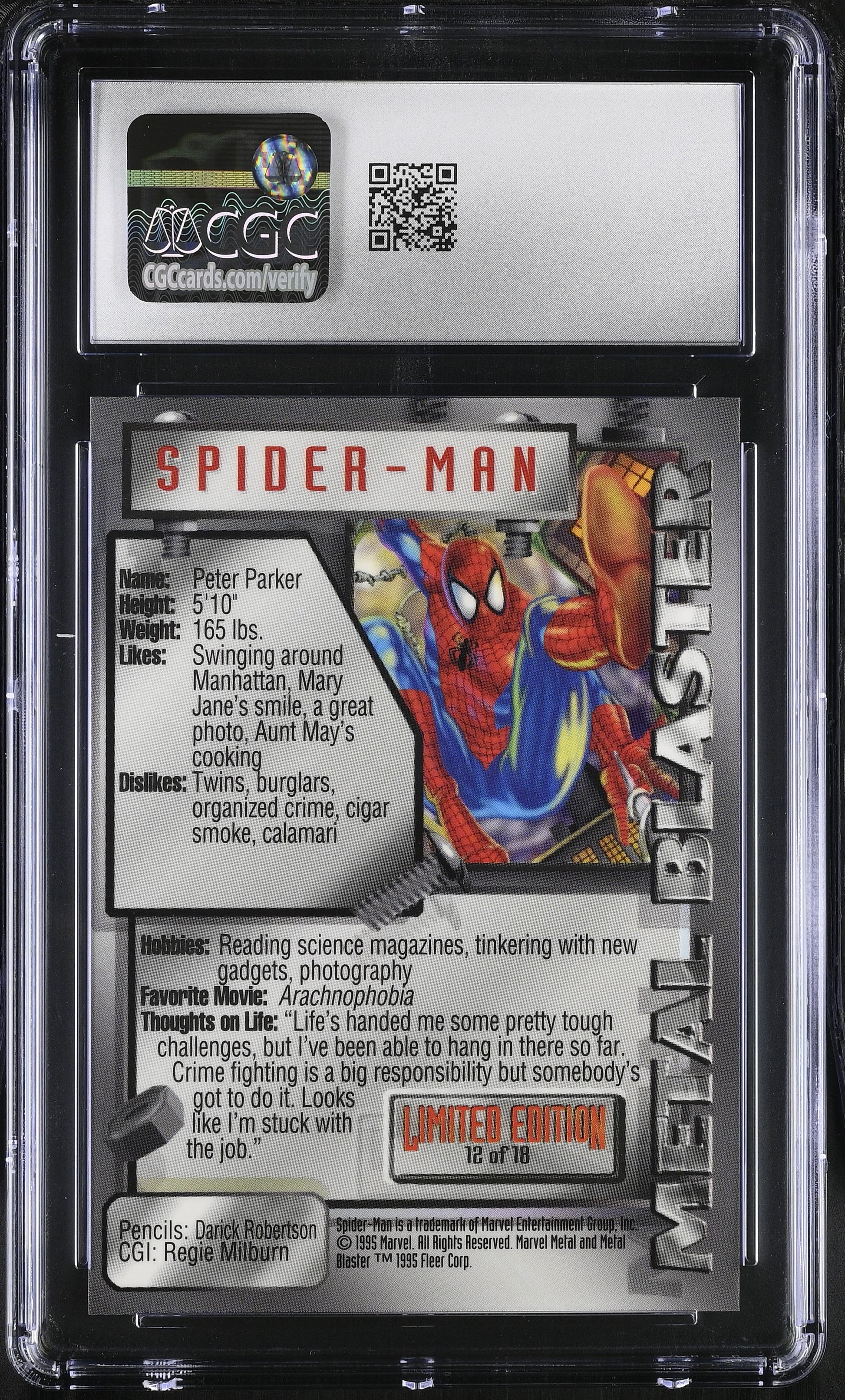 Spider-Man Marvel Metal Inaugural Edition – Metal Blasters 12/18 – CGC 10 Gem Mint