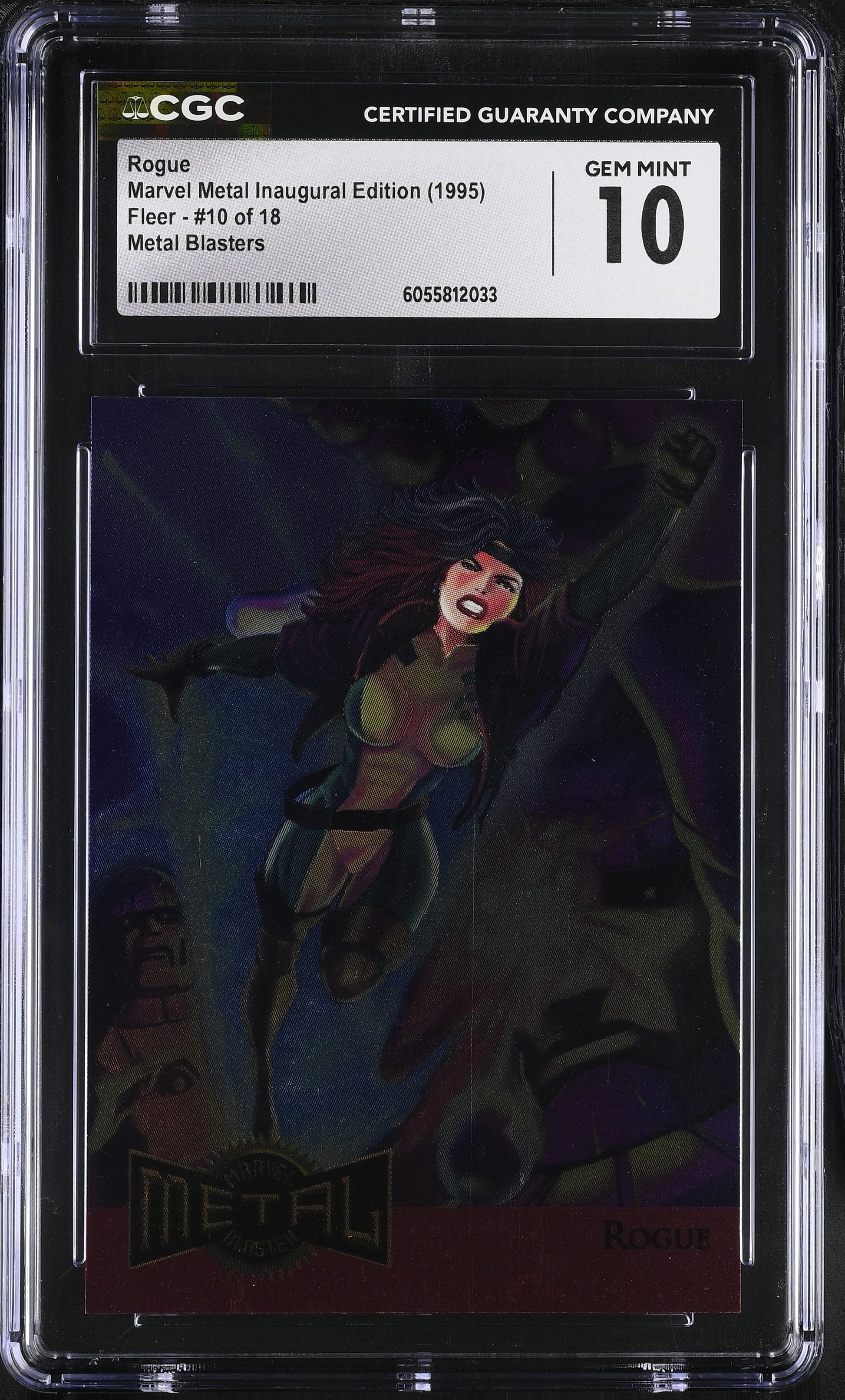 Comic book cover with a character in a CGC protective case, graded Gem Mint 10.