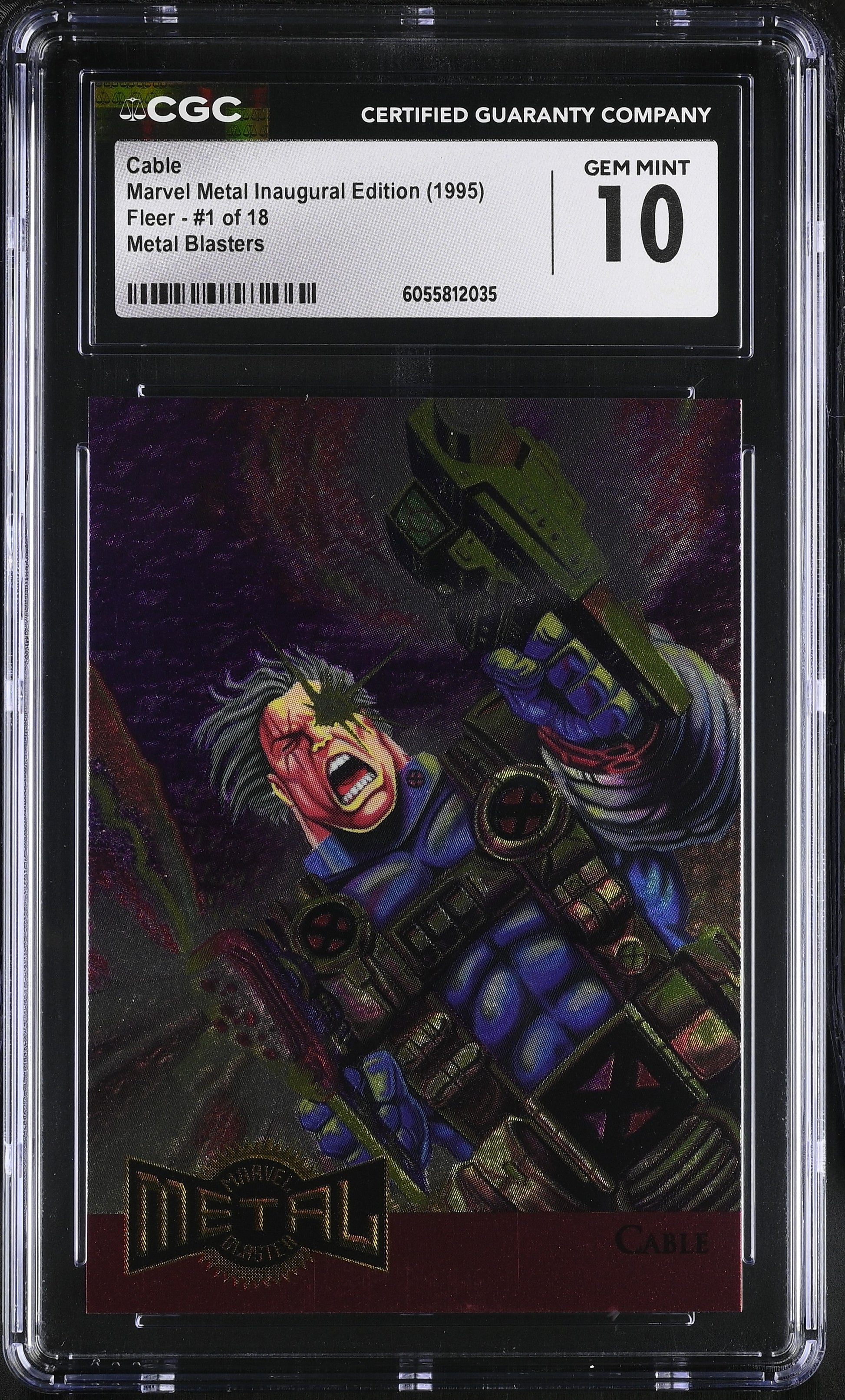 Trading card in protective case with CGC certification label
