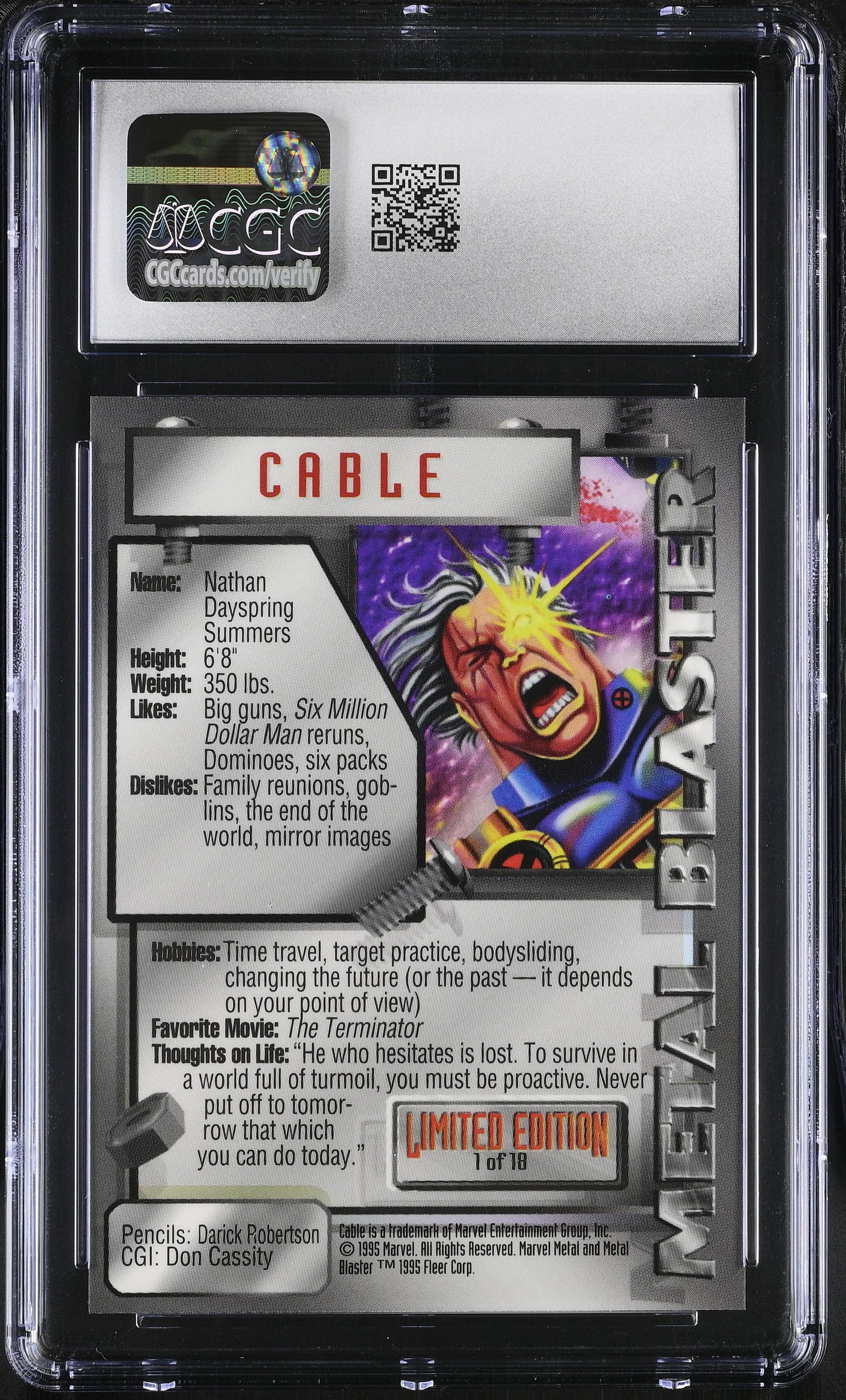 Cable Marvel Metal Inaugural Edition – Metal Blasters 1/18 – CGC 10 Gem Mint