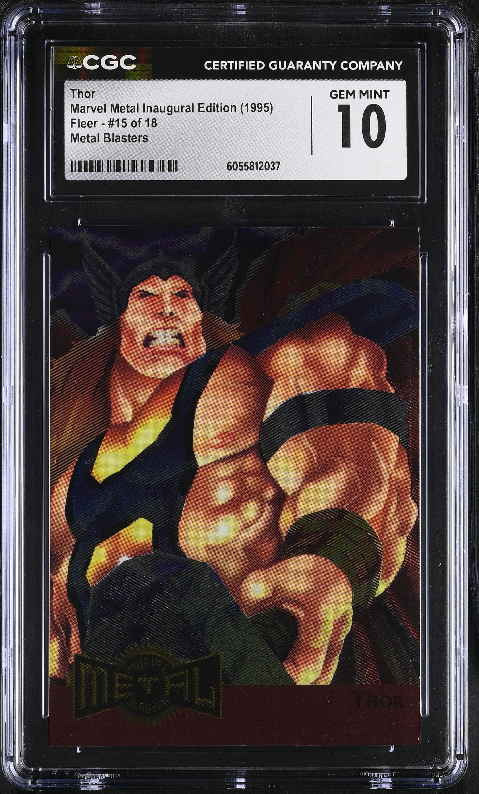 Comic book card featuring a muscular character with a CGC grading label on a black background