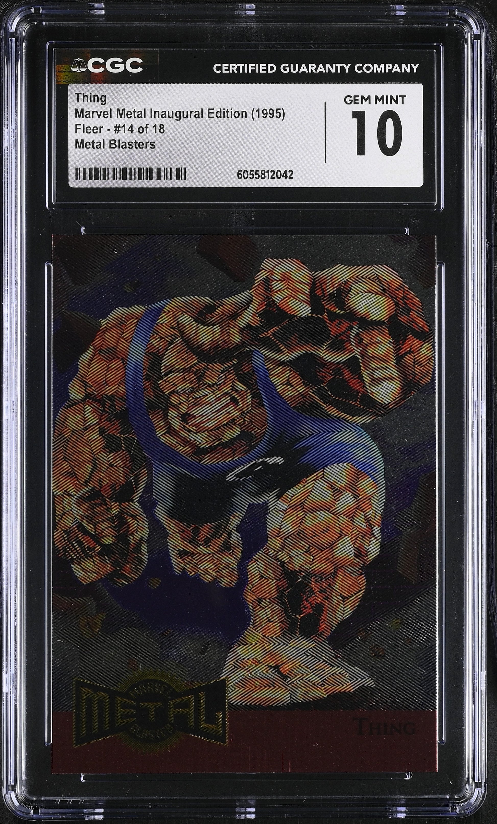 Marvel trading card featuring the Thing from Fantastic Four in a CGC protective case