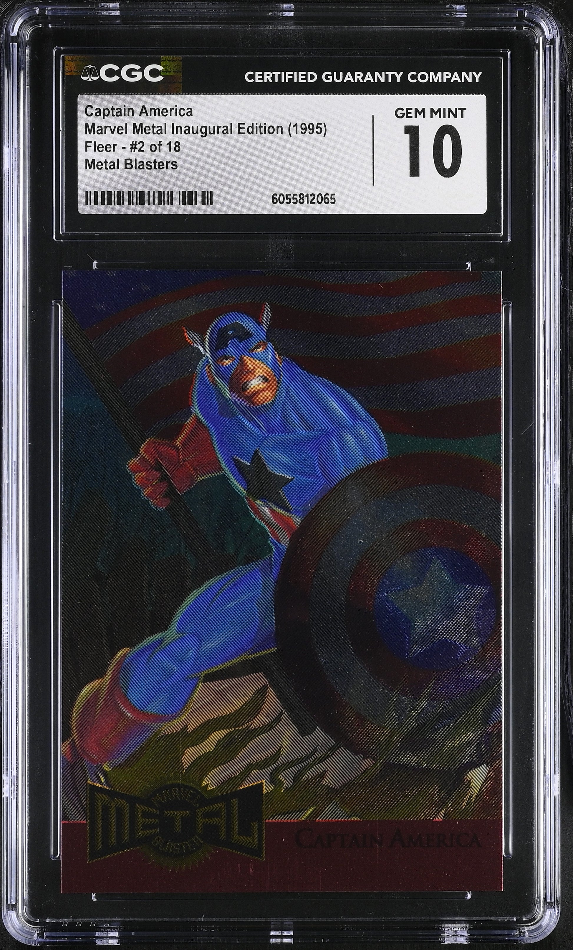 Marvel Captain America card in CGC protective case with grading label