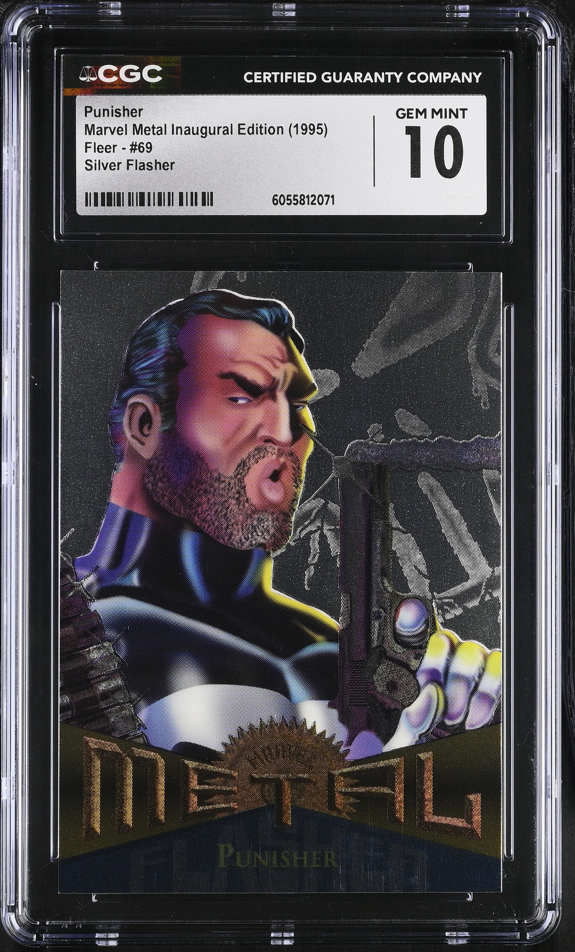 Marvel Metal inaugural edition card featuring The Punisher with CGC grading label.