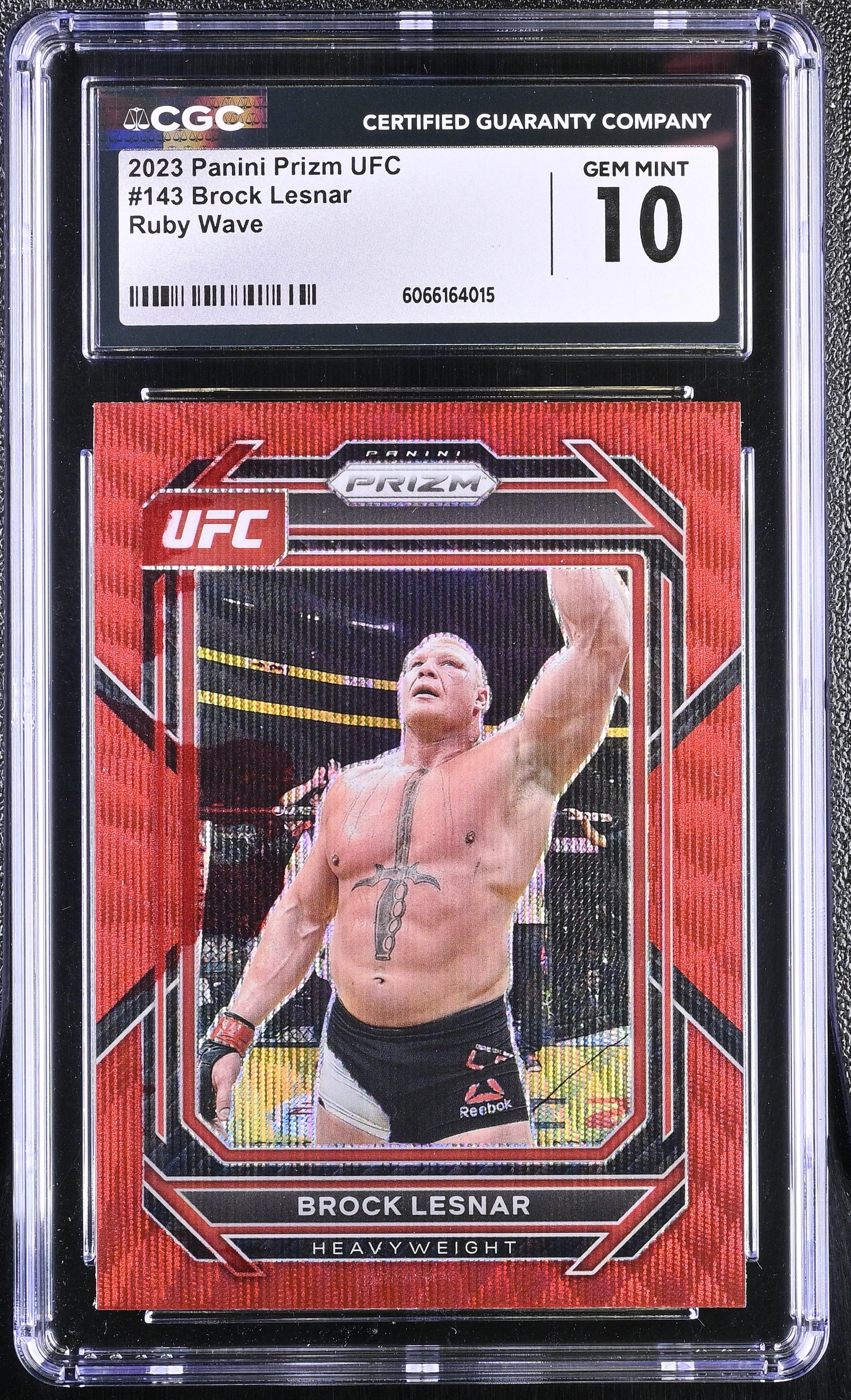 2023 Panini Prizm UFC #143 Brock Lesnar – Ruby Wave Parallel – CGC 10 Gem Mint