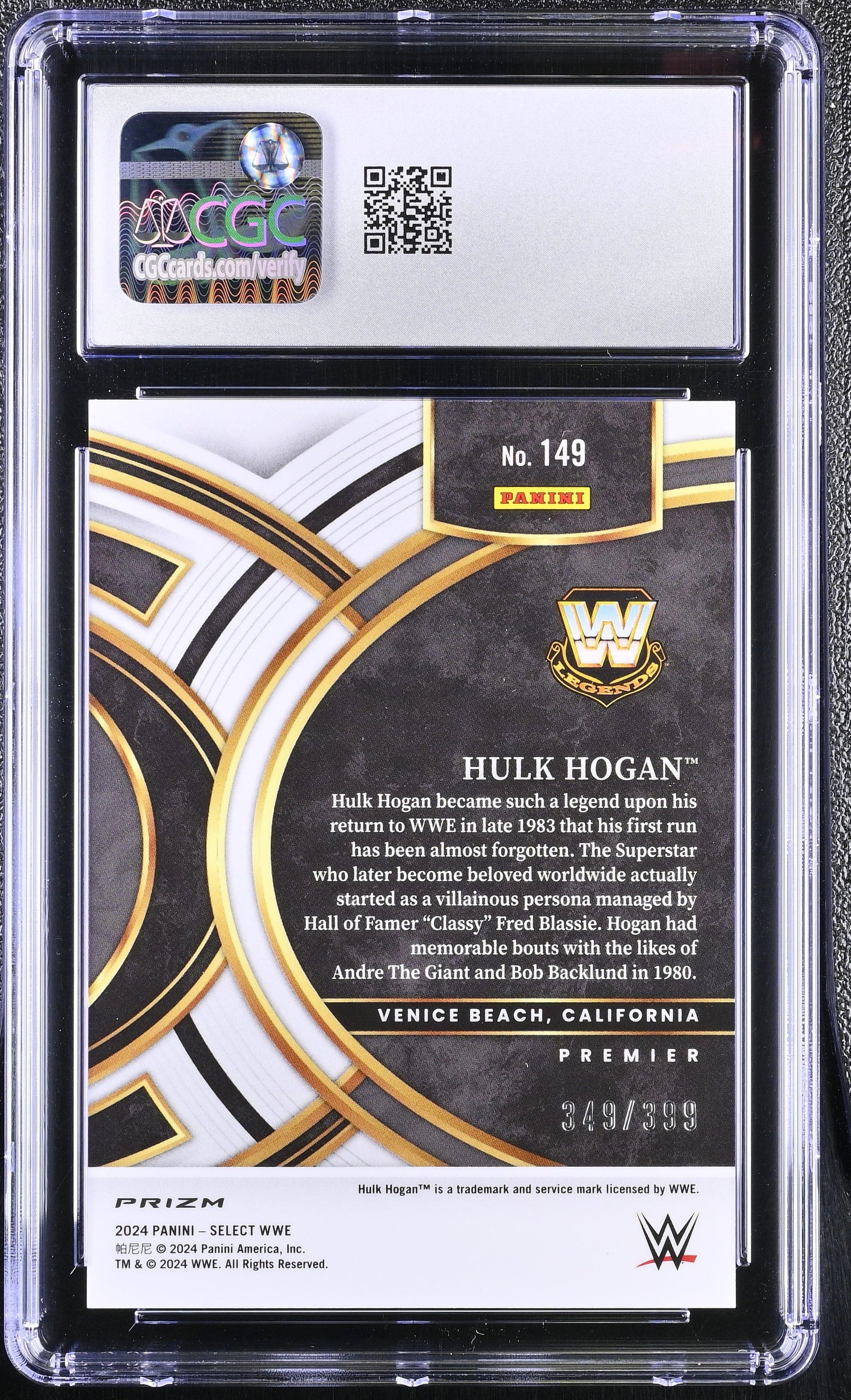 2024 Panini Select WWE #149 Hulk Hogan – Black & Blue Parallel – CGC 10 Gem Mint