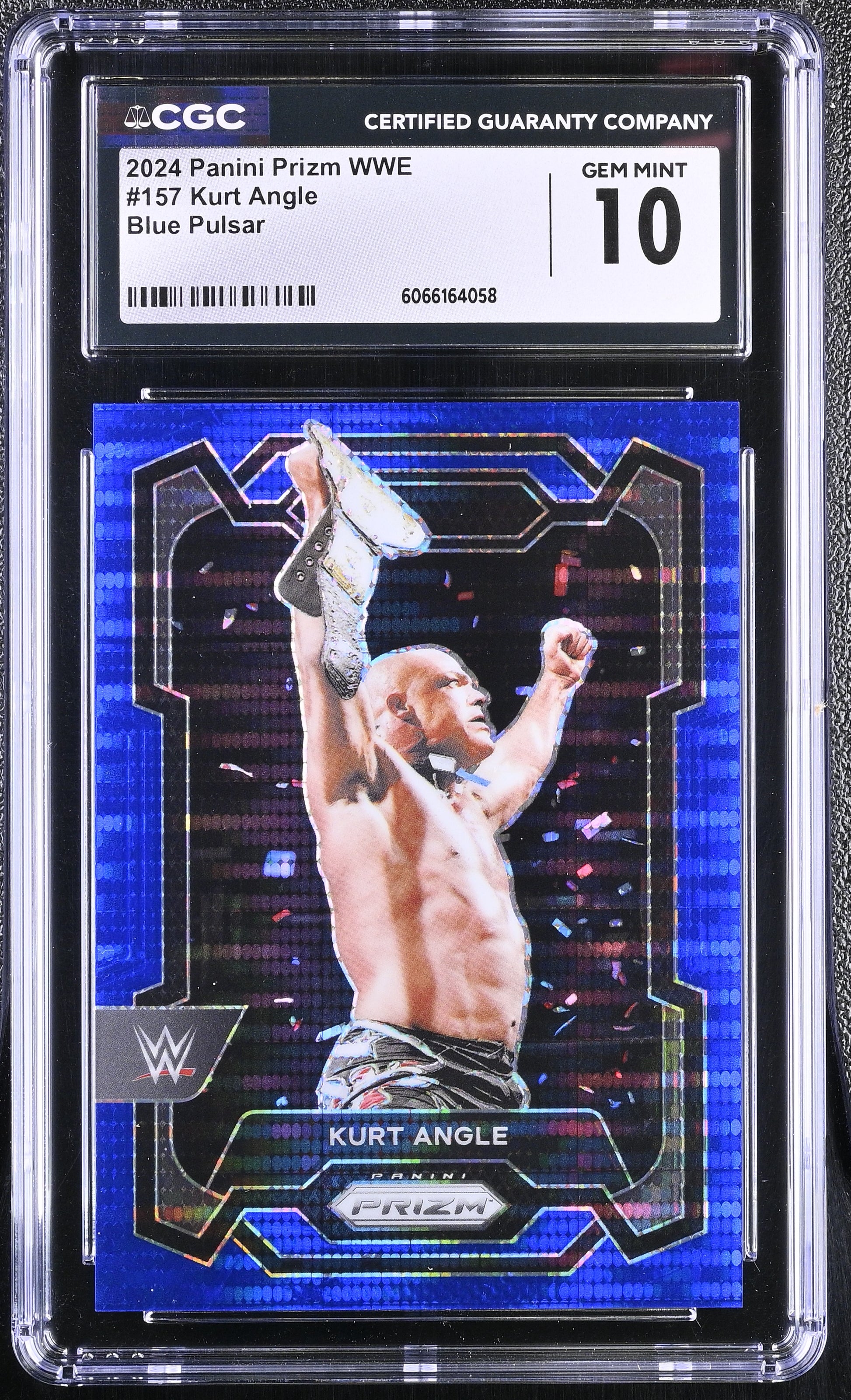 Wrestling trading card of Kurt Angle in a CGC protective case