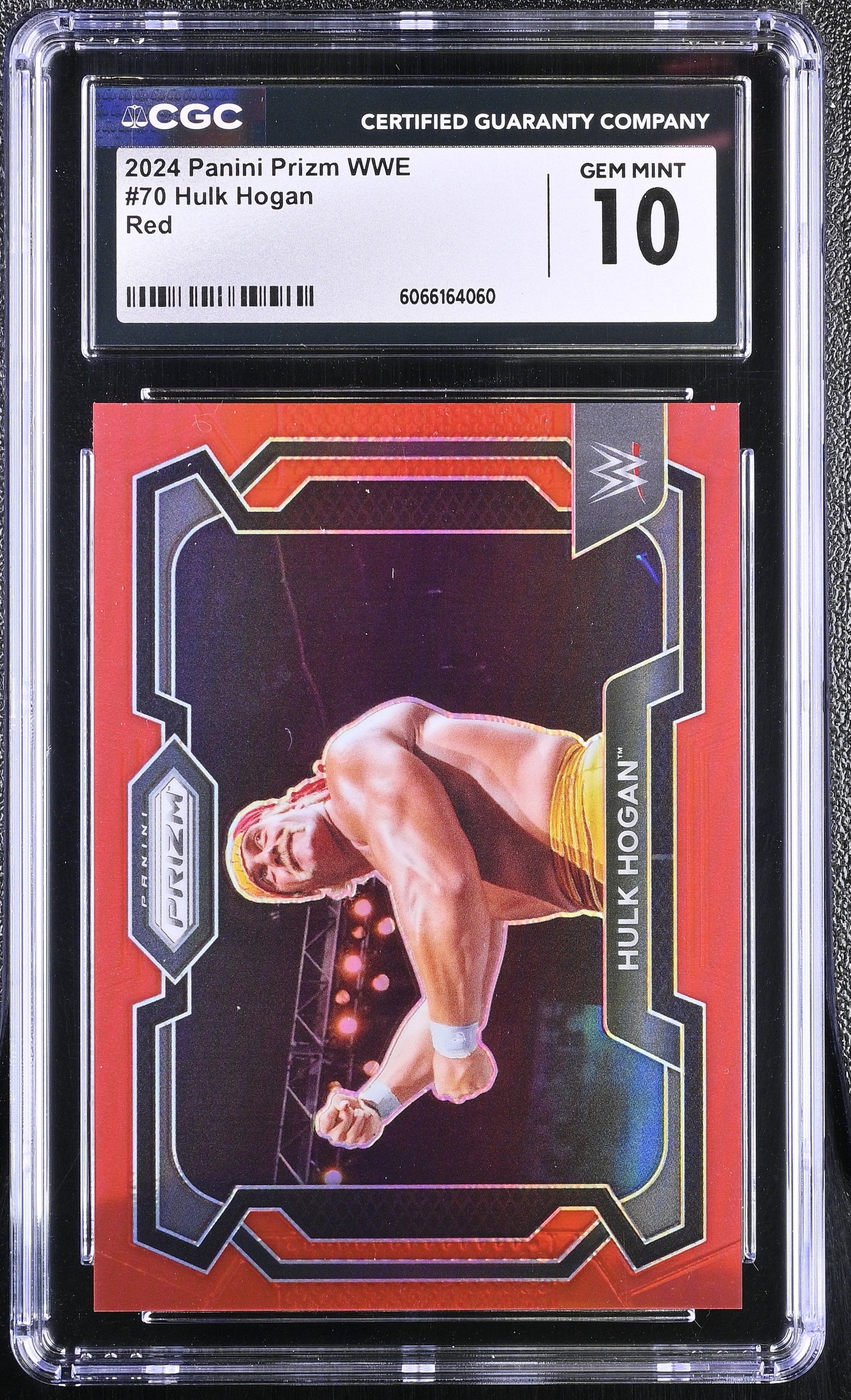 Trading card of Hulk Hogan in a red and blue frame with CGC certification label.