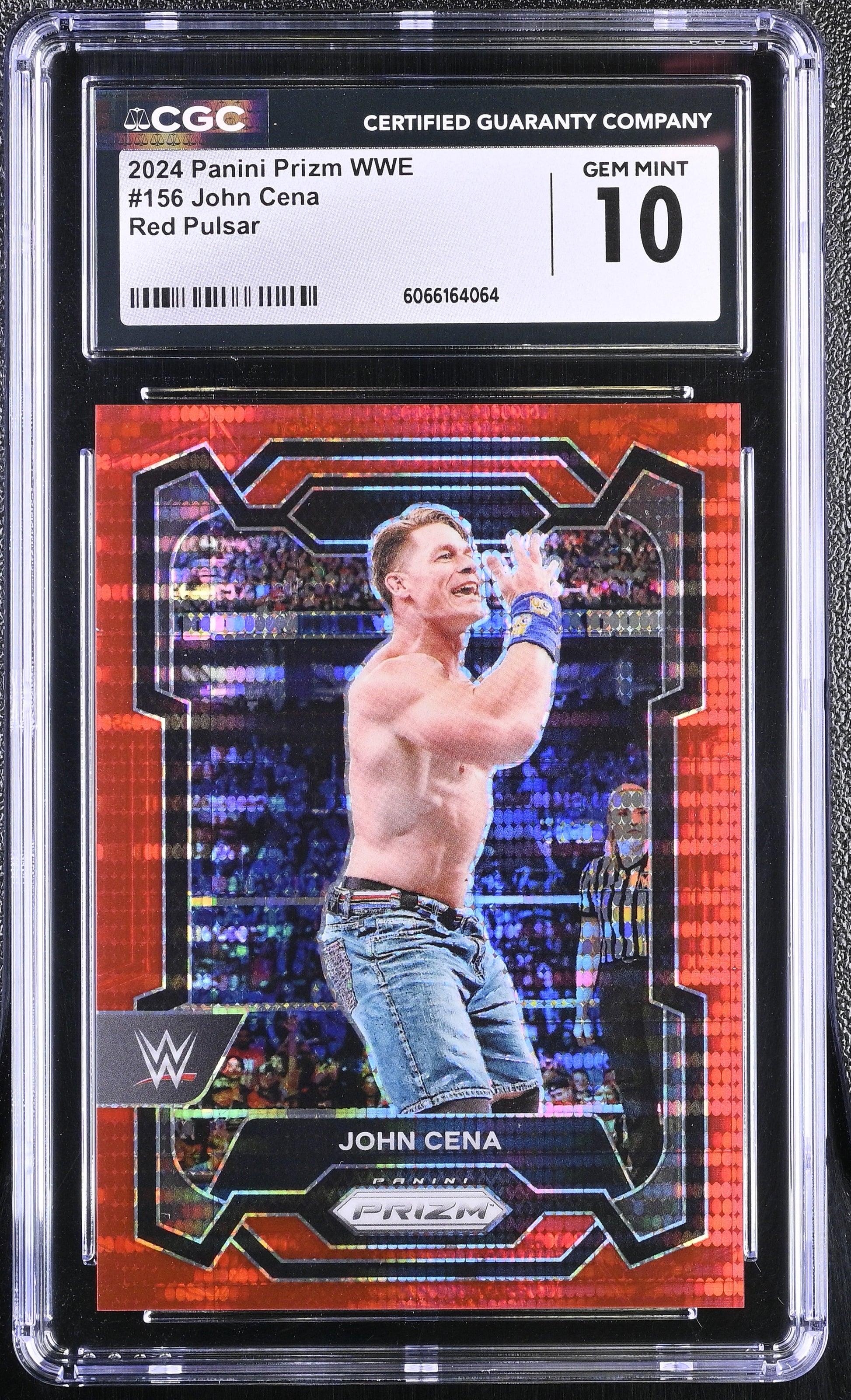 2024 Panini Prizm WWE #156 John Cena – Red Pulsar Parallel – CGC 10 Gem Mint