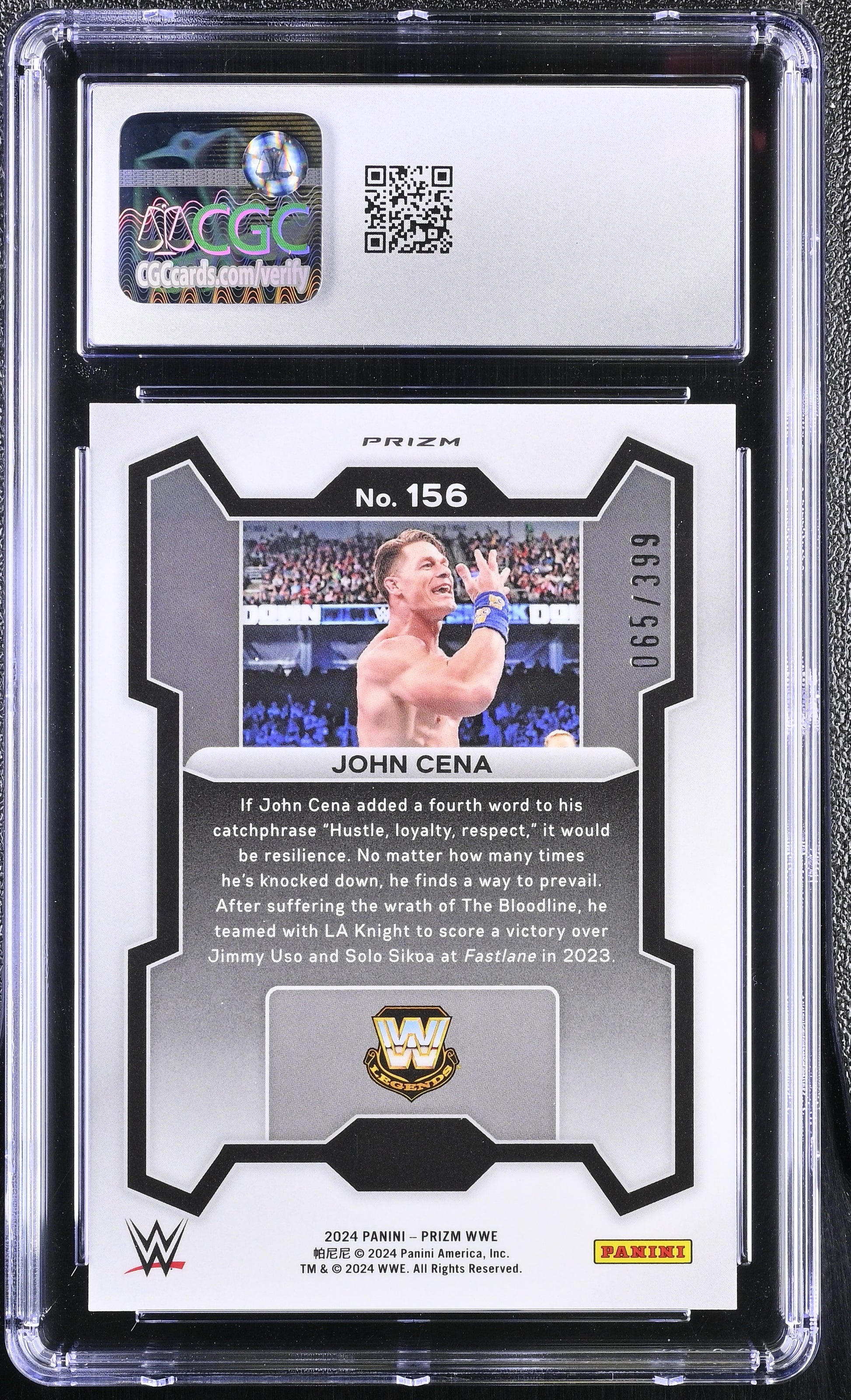 2024 Panini Prizm WWE #156 John Cena – Red Pulsar Parallel – CGC 10 Gem Mint
