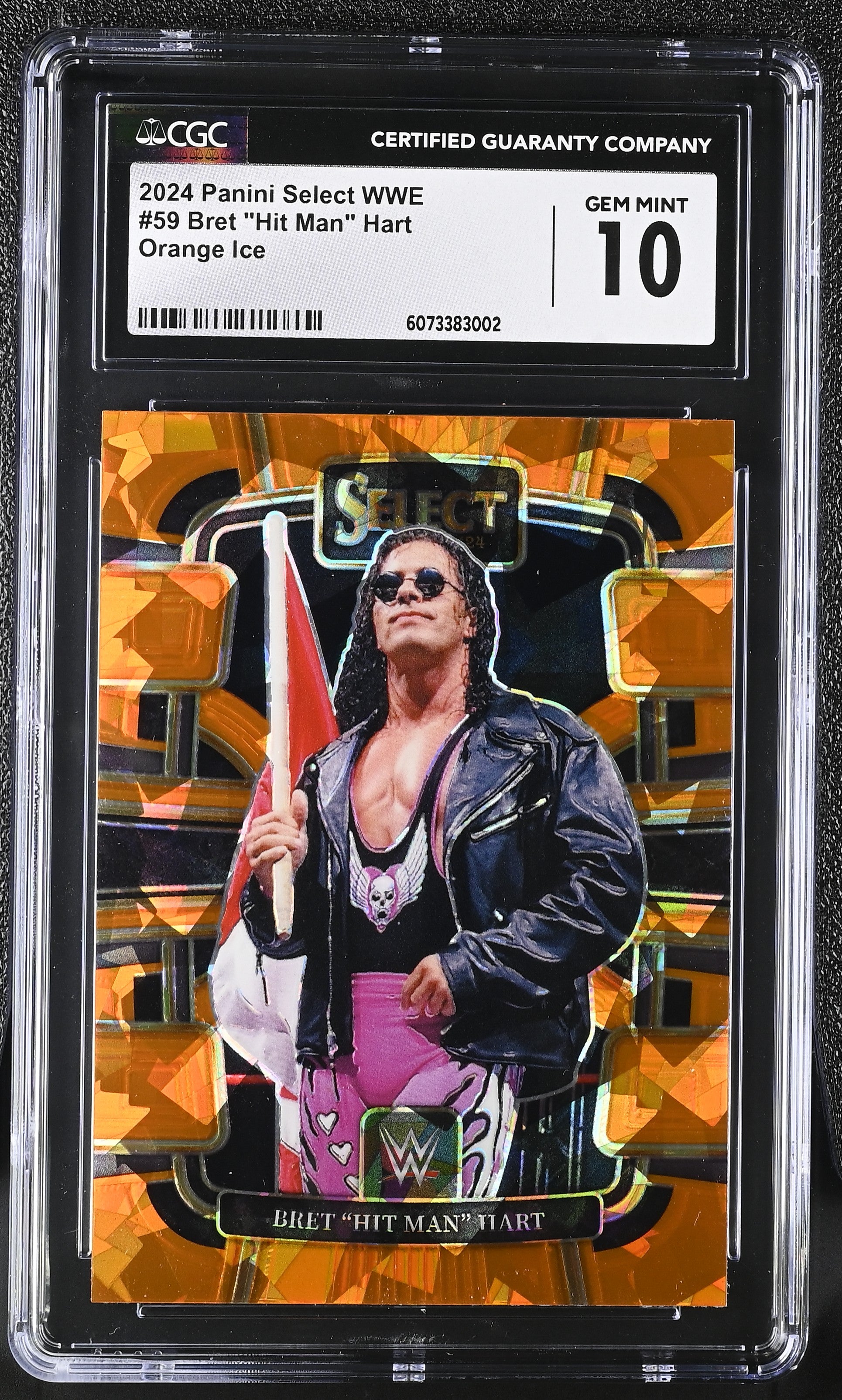 Shop 2024 Panini Select WWE #59 Bret “Hit Man” Hart Orange Ice – CGC 10 Gem Mint. Stunning WWE legend parallel in flawless slabbed condition.