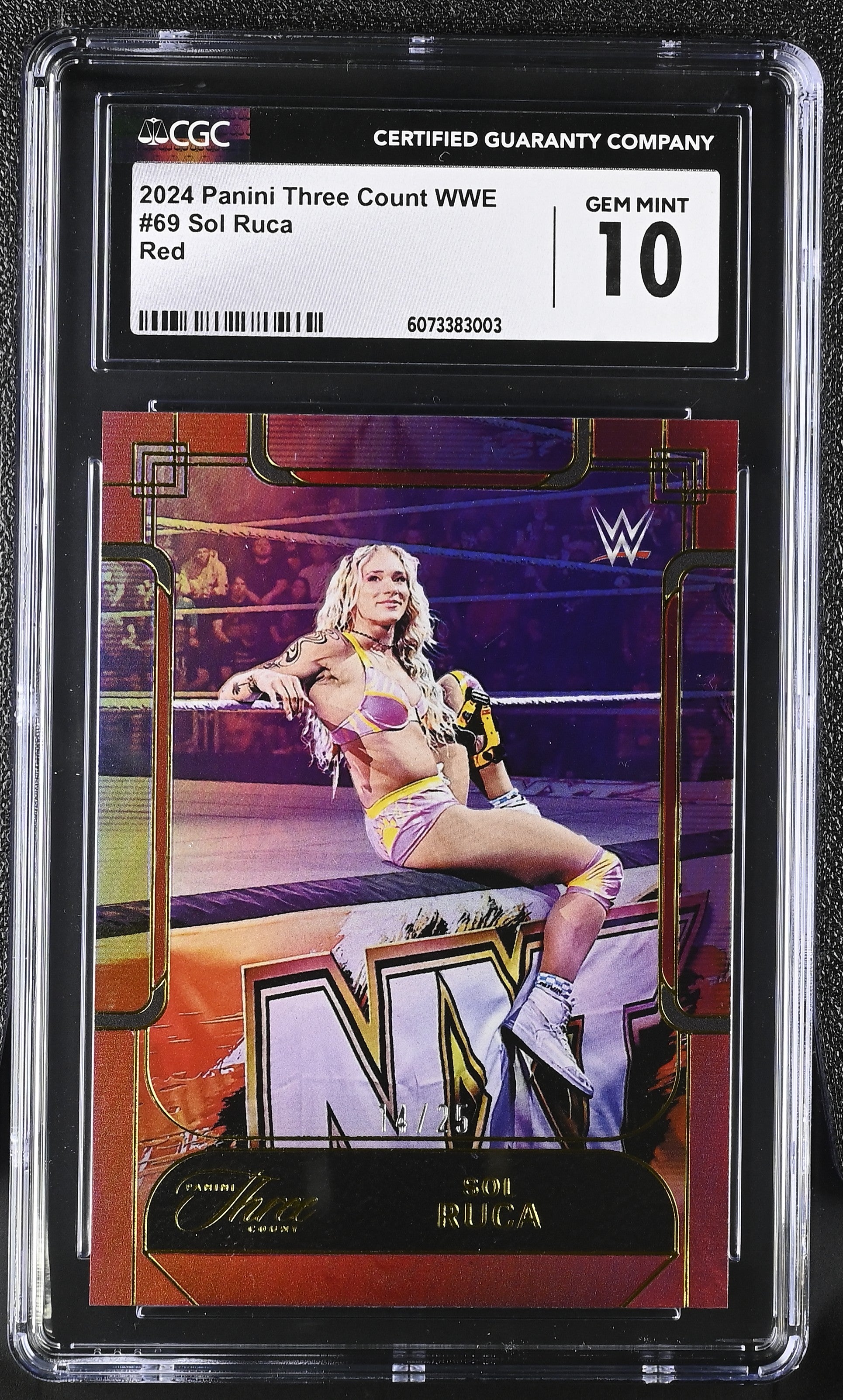 WWE trading card in a protective case with CGC certification