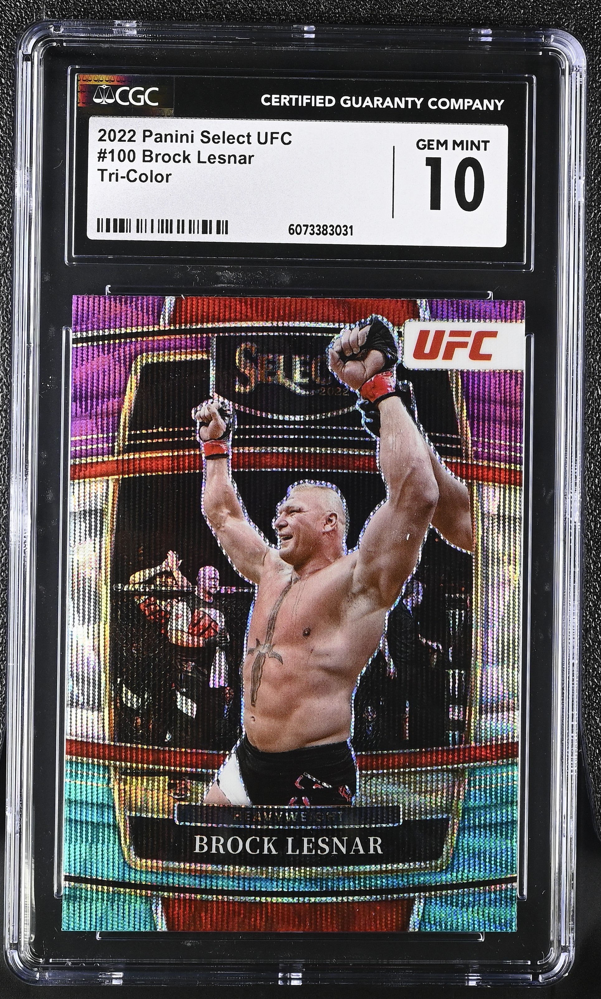 Shop 2022 Panini Select UFC #100 Brock Lesnar Tri-Color – CGC 10 Gem Mint. Stunning UFC & WWE crossover star card in flawless grade.