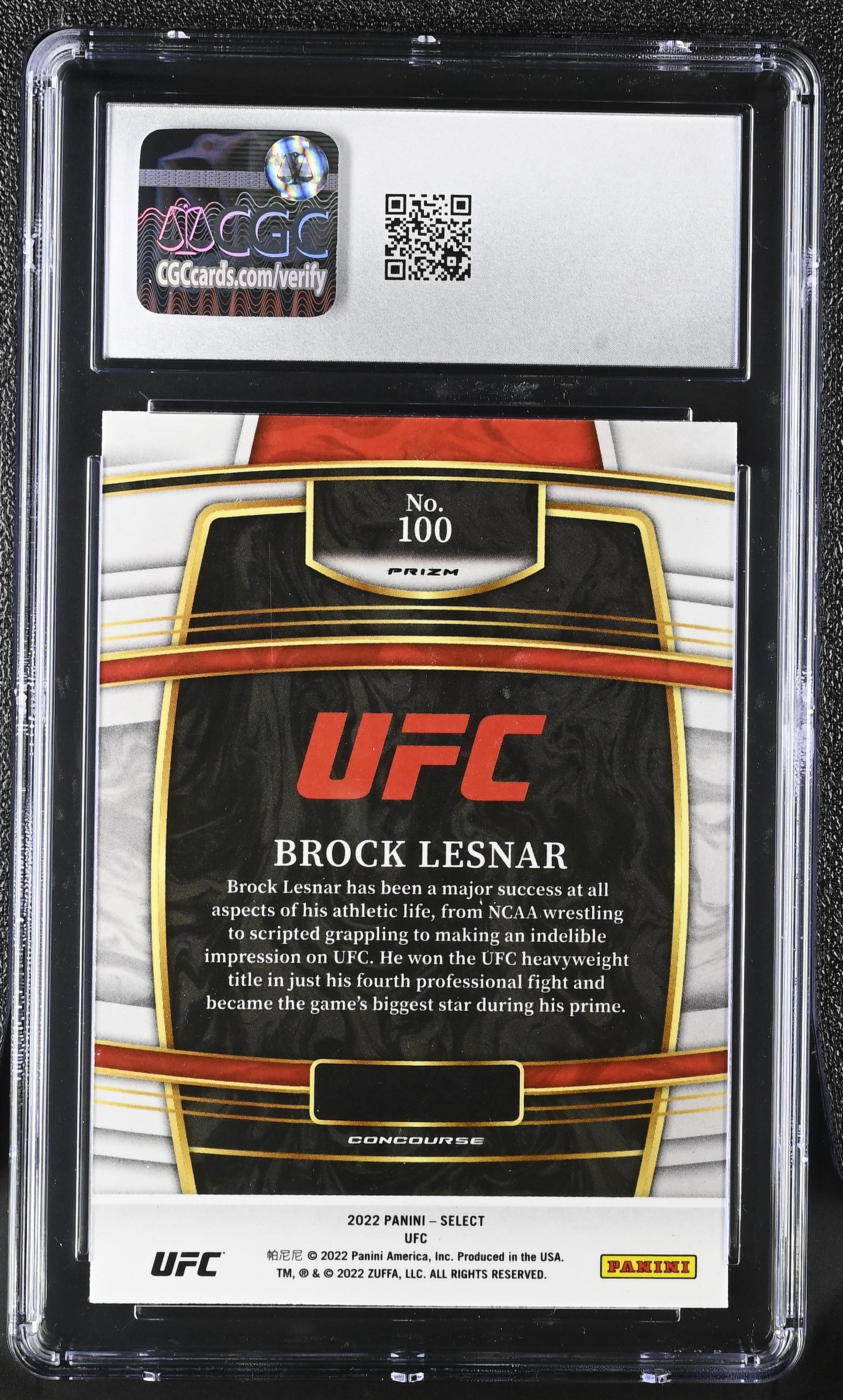 2022 Panini Select UFC #100 Brock Lesnar – Tri-Color Parallel – CGC 10 Gem Mint
