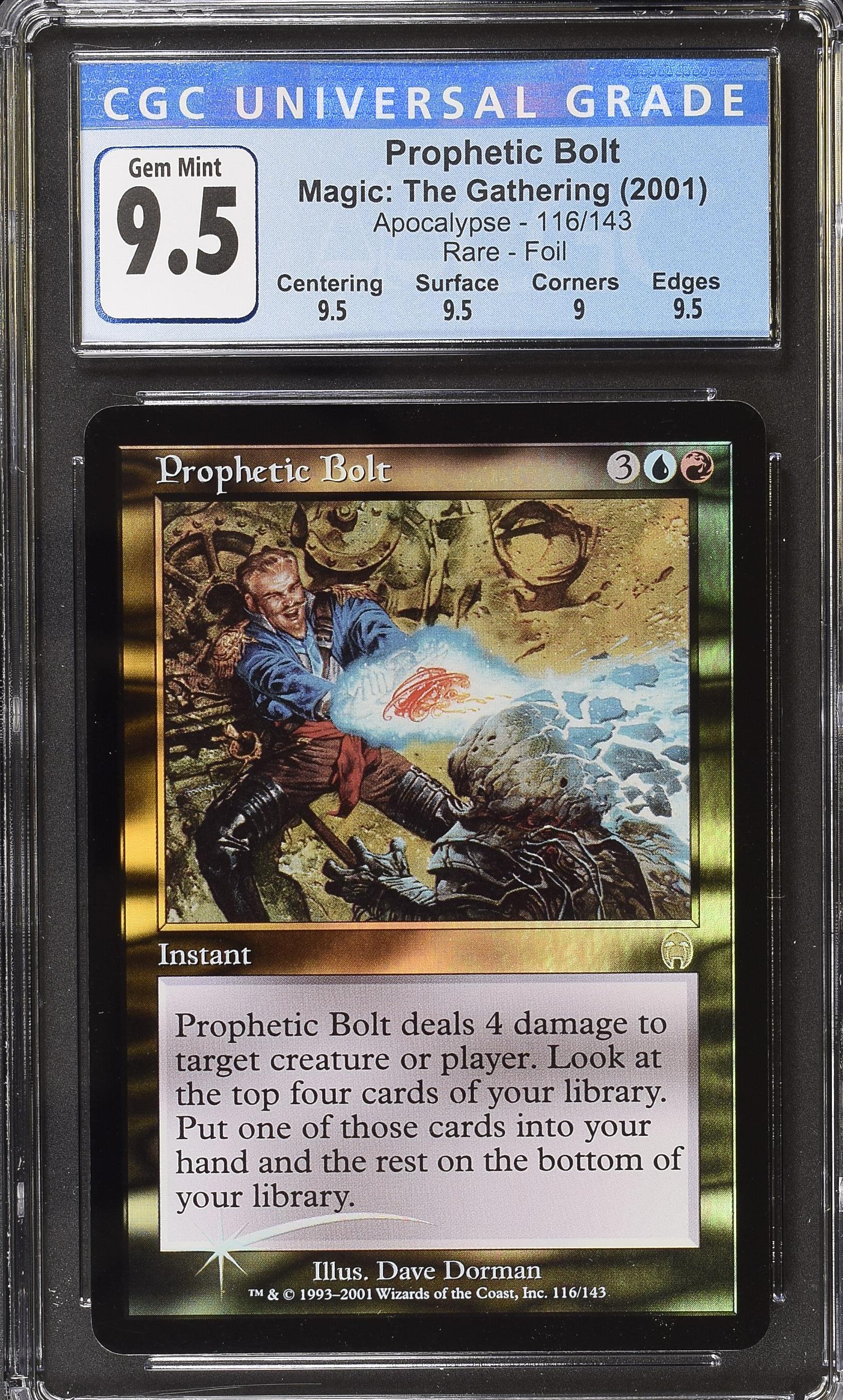 Prophetic Bolt Magic the Gathering foil card Apocalypse CGC 9.5 Gem Mint graded slab