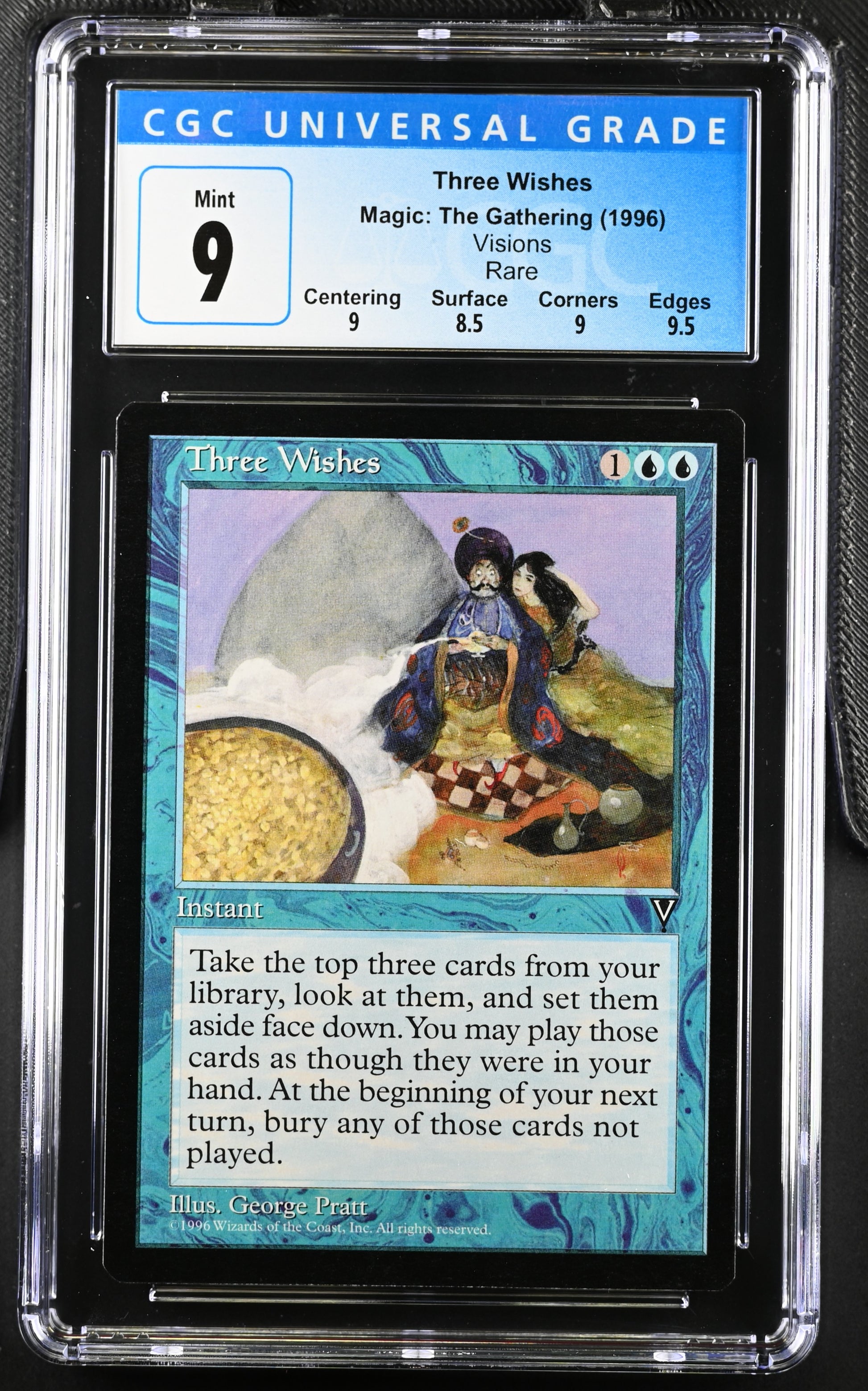 Three Wishes Magic the Gathering card Visions CGC 9 Mint graded slab collectible