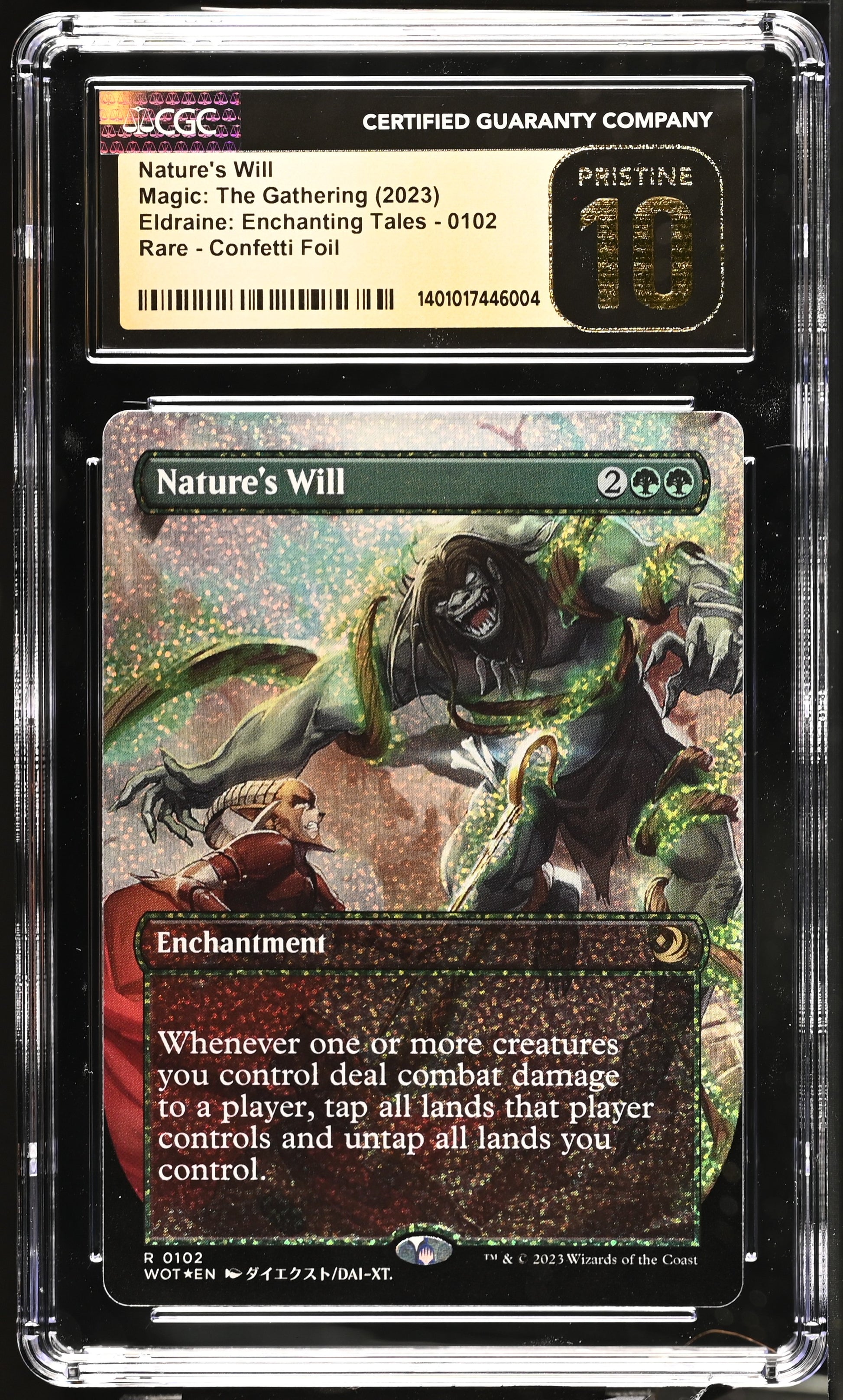 Magic: The Gathering Nature’s Will – Enchanting Tales Anime Borderless Confetti Foil – CGC 10 Pristine