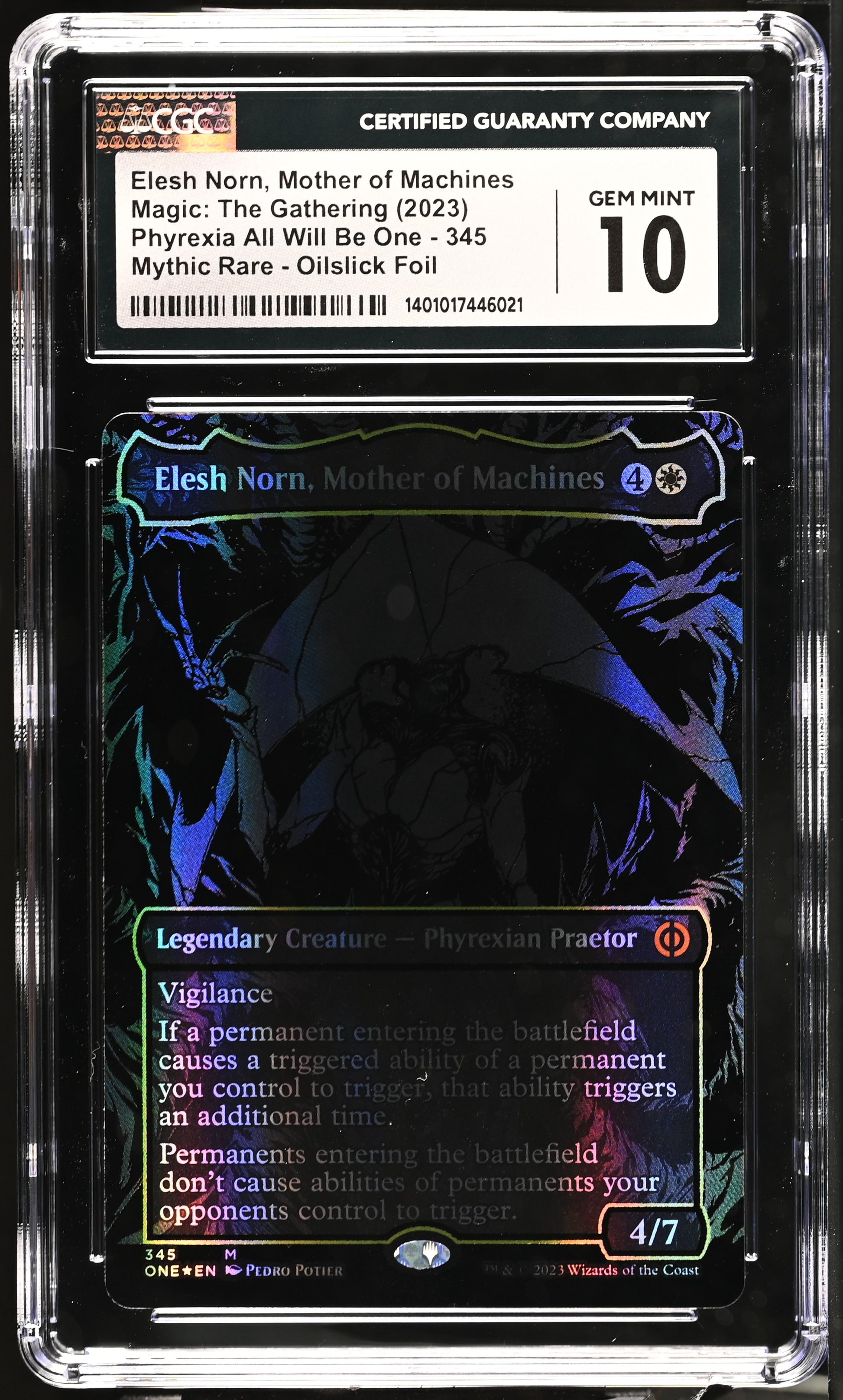 Elesh Norn, Mother of Machines #345 – Oil Slick Foil (Phyrexia: All Will Be One) – CGC 10 Gem Mint