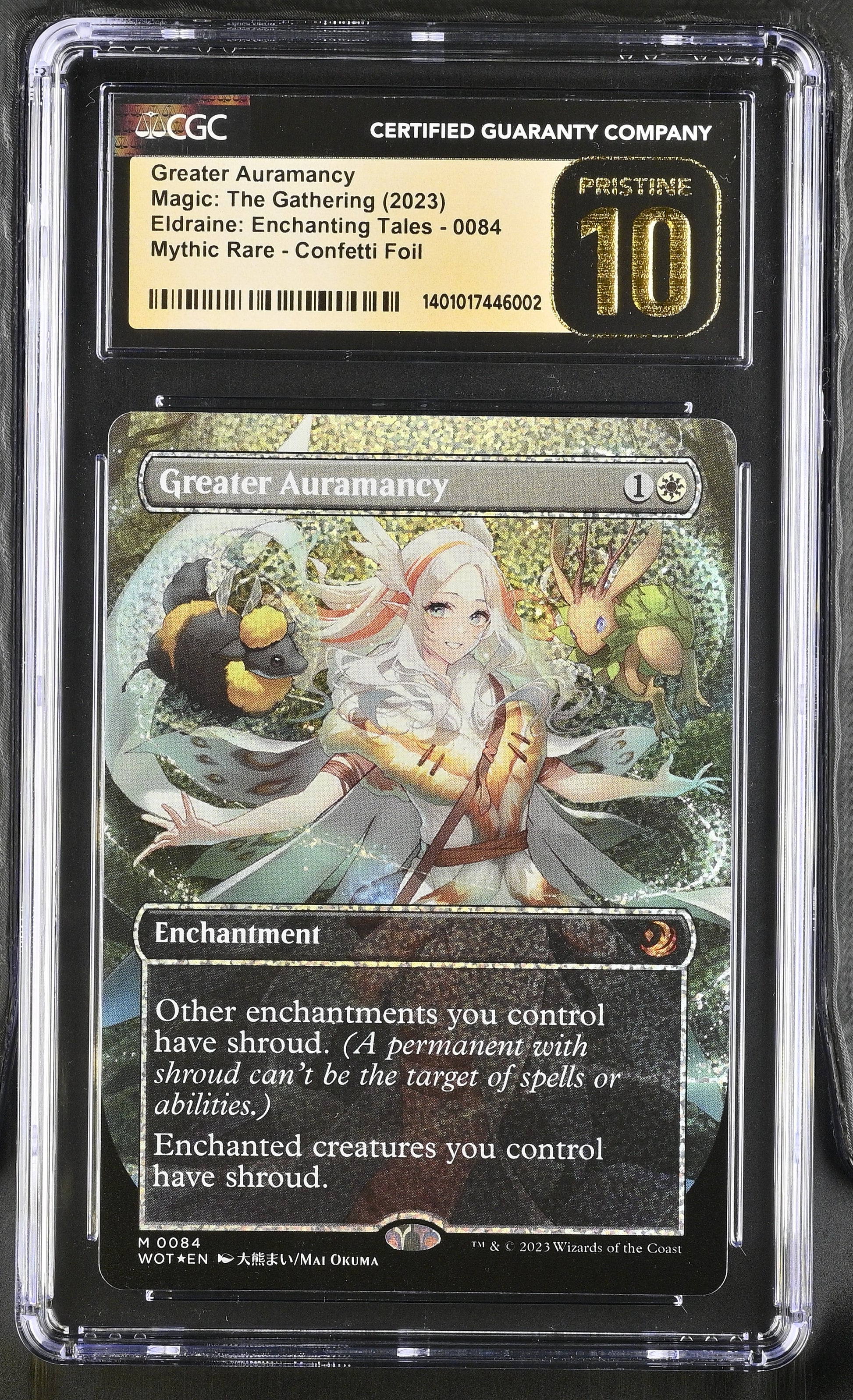 Magic: The Gathering Greater Auramancy — Anime Borderless Confetti Foil — CGC 10 Pristine