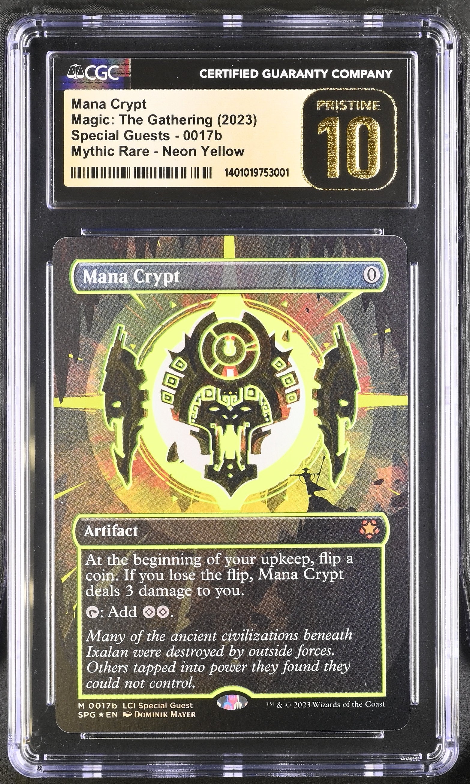 2023 MTG Mana Crypt — Yellow Neon Ink Foil Special Guests #17B — CGC 10 Pristine