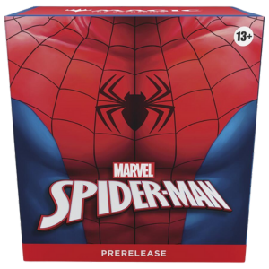 Spider-Man packaging with red and blue design and Marvel logo.
