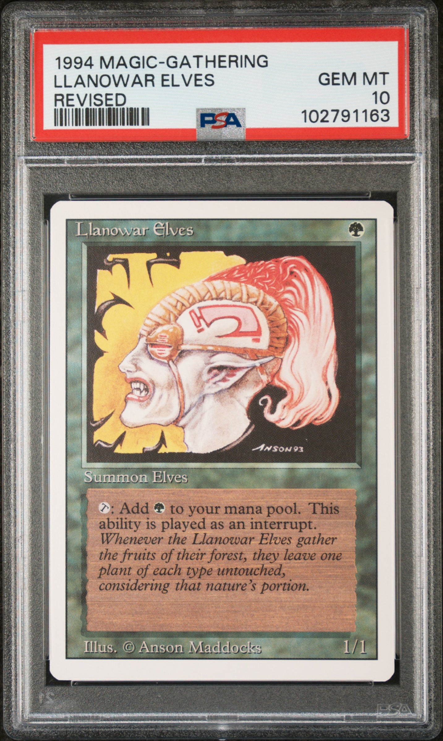 1994 MTG Revised Edition Llanowar Elves PSA 10 Gem Mint RNG-Gamez 1994 MTG Revised Edition Llanowar Elves PSA 10 Gem Mint RNG-Gamez