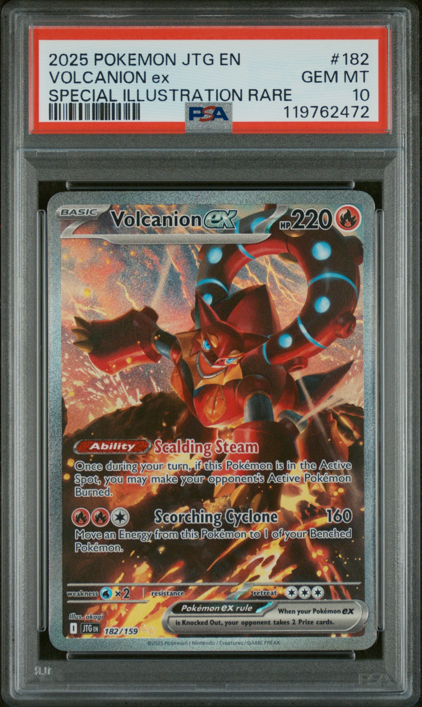 2025 Pokémon Journey Together Volcanion ex #182 Special Illustration Rare – PSA 10 Gem Mint