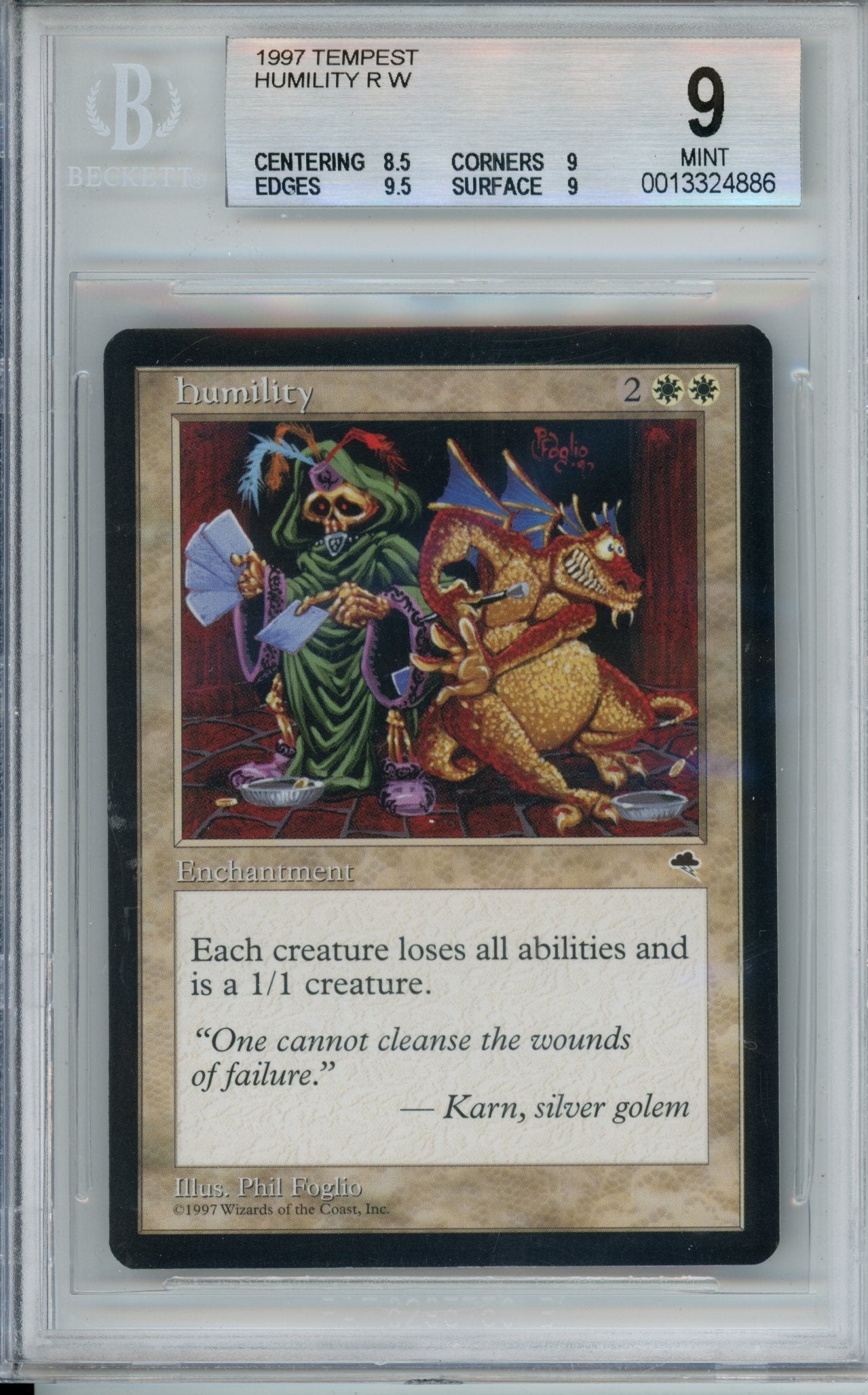 1997 MTG Humility Tempest BGS 9 Mint RNG-Gamez 1997 MTG Humility Tempest BGS 9 Mint RNG-Gamez