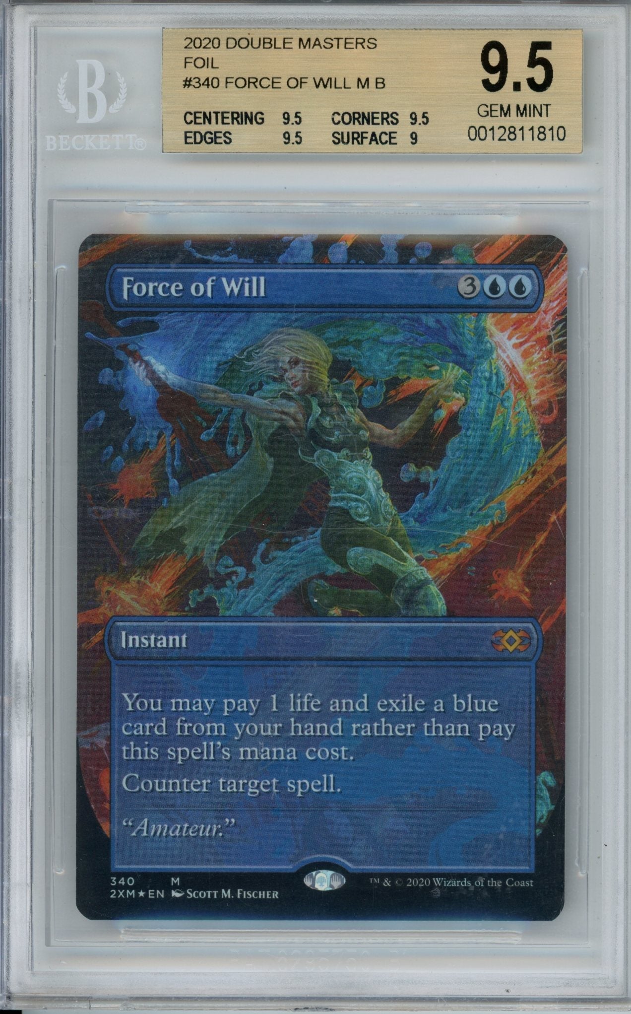 2022 MTG Force of Will – Double Masters 2022 #340 Borderless Foil – BGS 9.5 Gem Mint