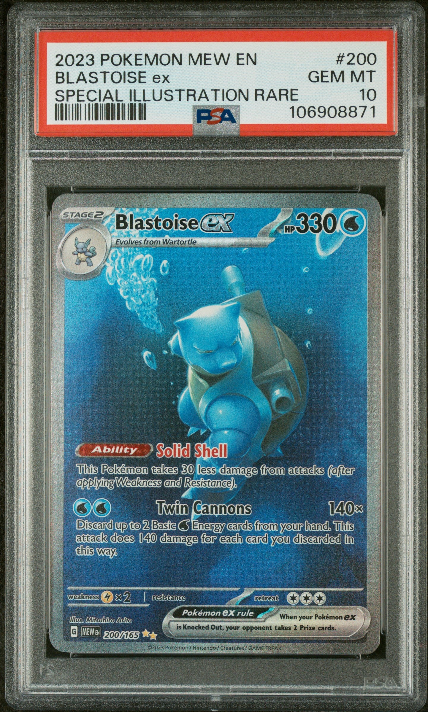 2023 Pokémon MEW EN‑151 Blastoise ex #200 Special Illustration Rare – PSA 10 Gem Mint