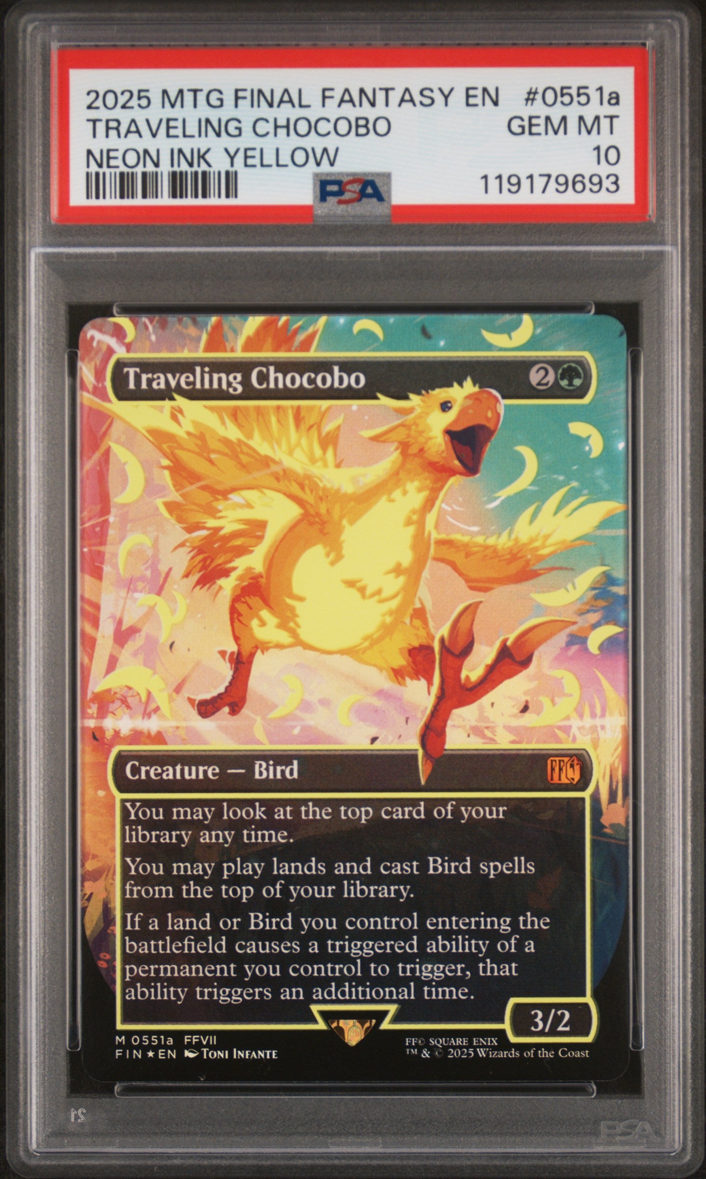 2025 MAGIC THE GATHERING FINAL FANTASY #0551a TRAVELING CHOCOBO NEON INK YELLOW