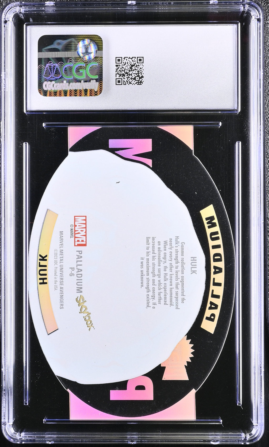2023 Marvel Metal Universe Avengers – Hulk P-6 Palladium – CGC 10 Gem Mint