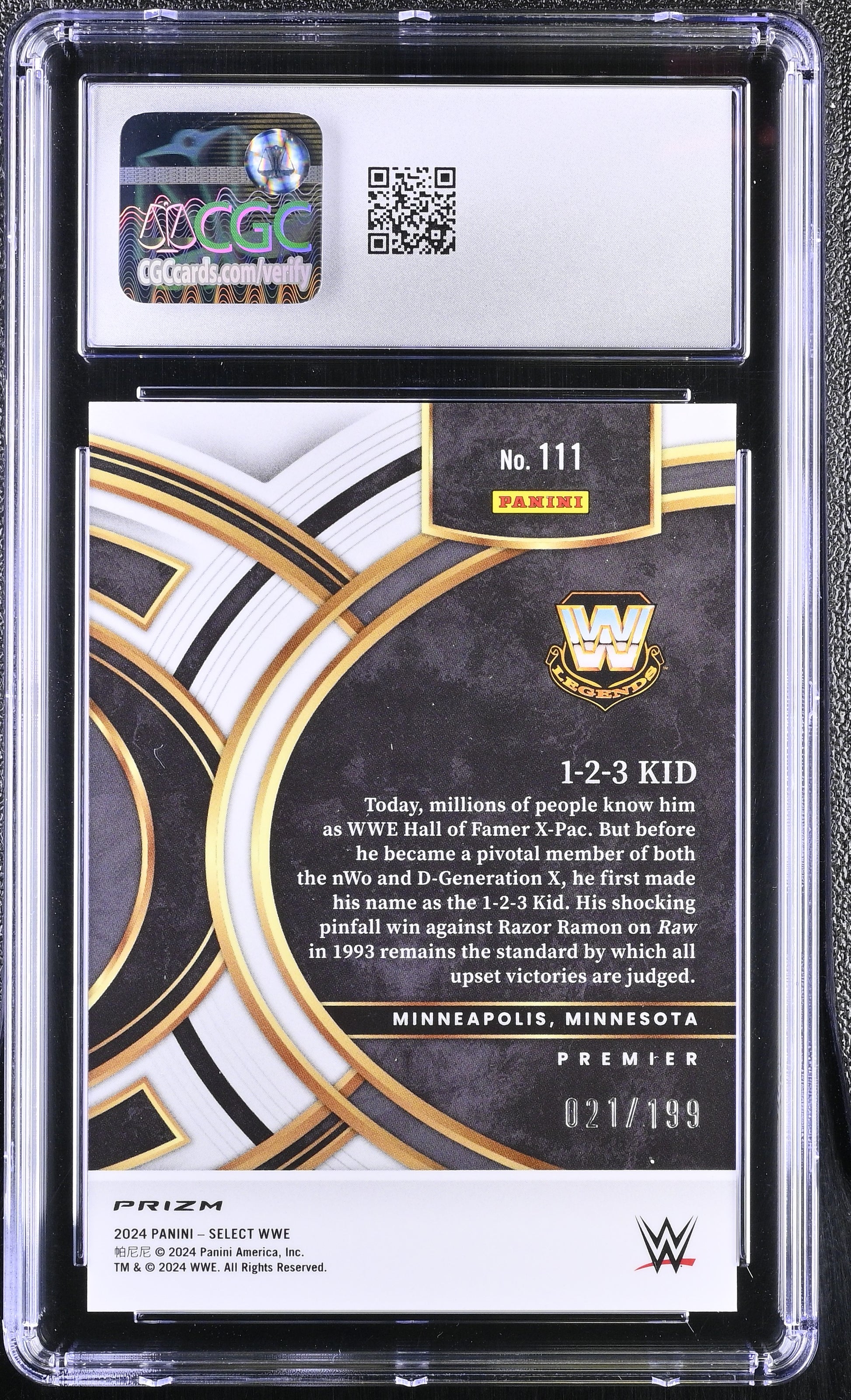 1-2-3 Kid [Blue Prizm] #111 – 2024 Panini Select WWE – CGC 10 Gem Mint