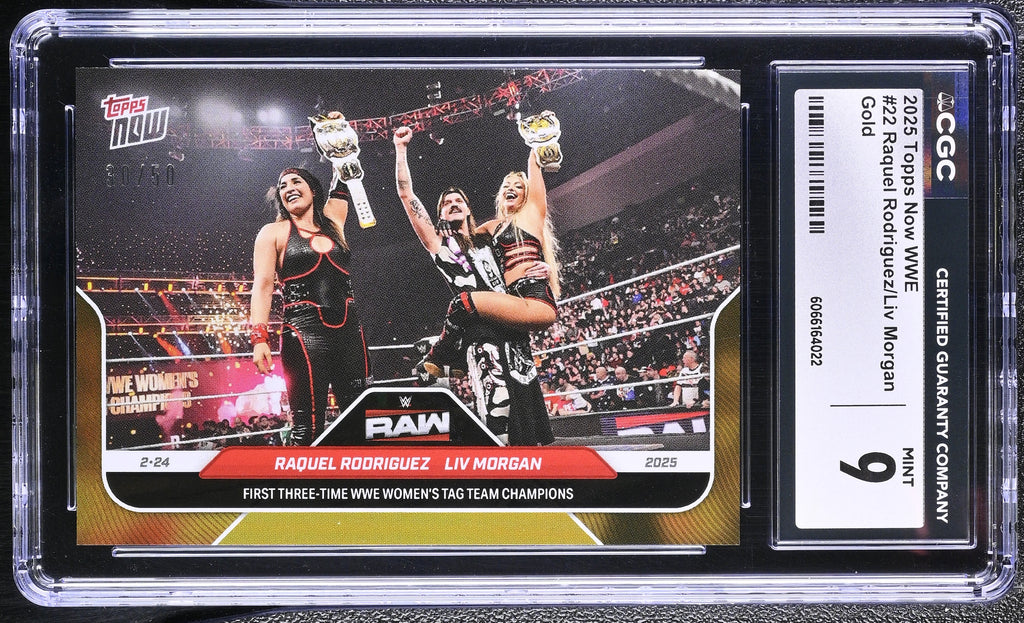 2025 Topps Now WWE #22 Raquel Rodriguez / Liv Morgan – Gold Parallel – CGC 9 Mint