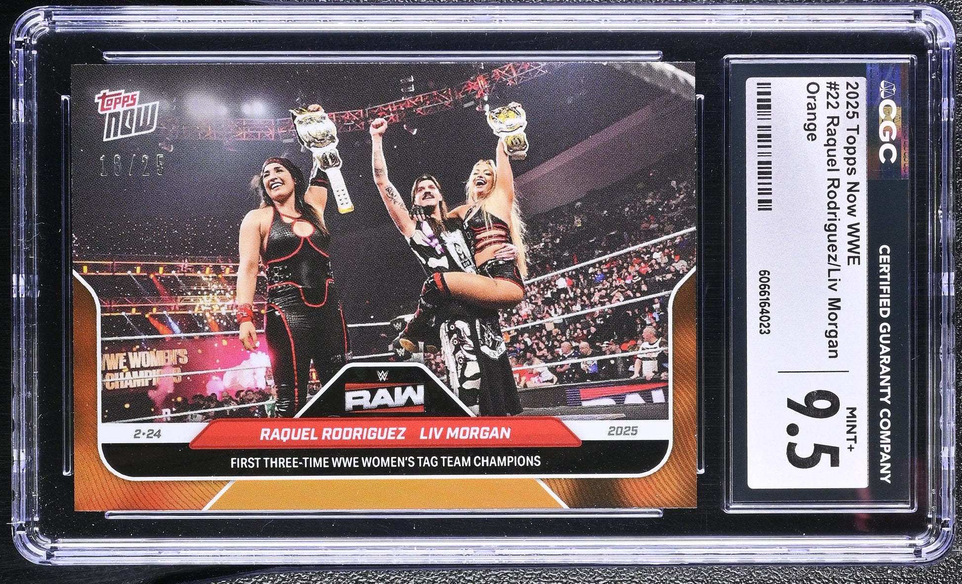 Wrestling trading card with CGC grading label on a clear protective case