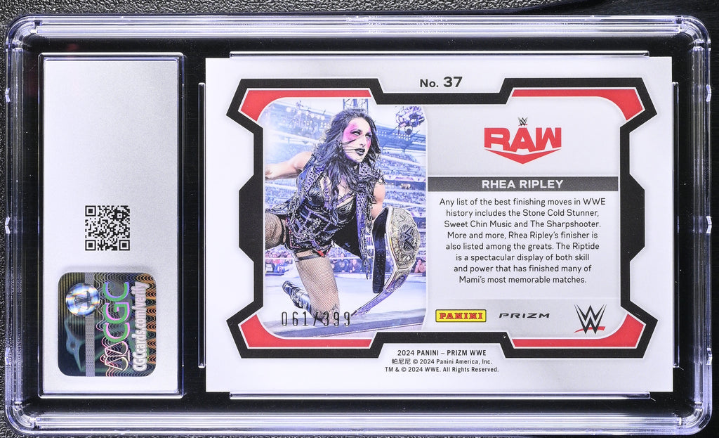 2024 Panini Prizm WWE #37 Rhea Ripley – Red Pulsar Parallel – CGC 10 Gem Mint