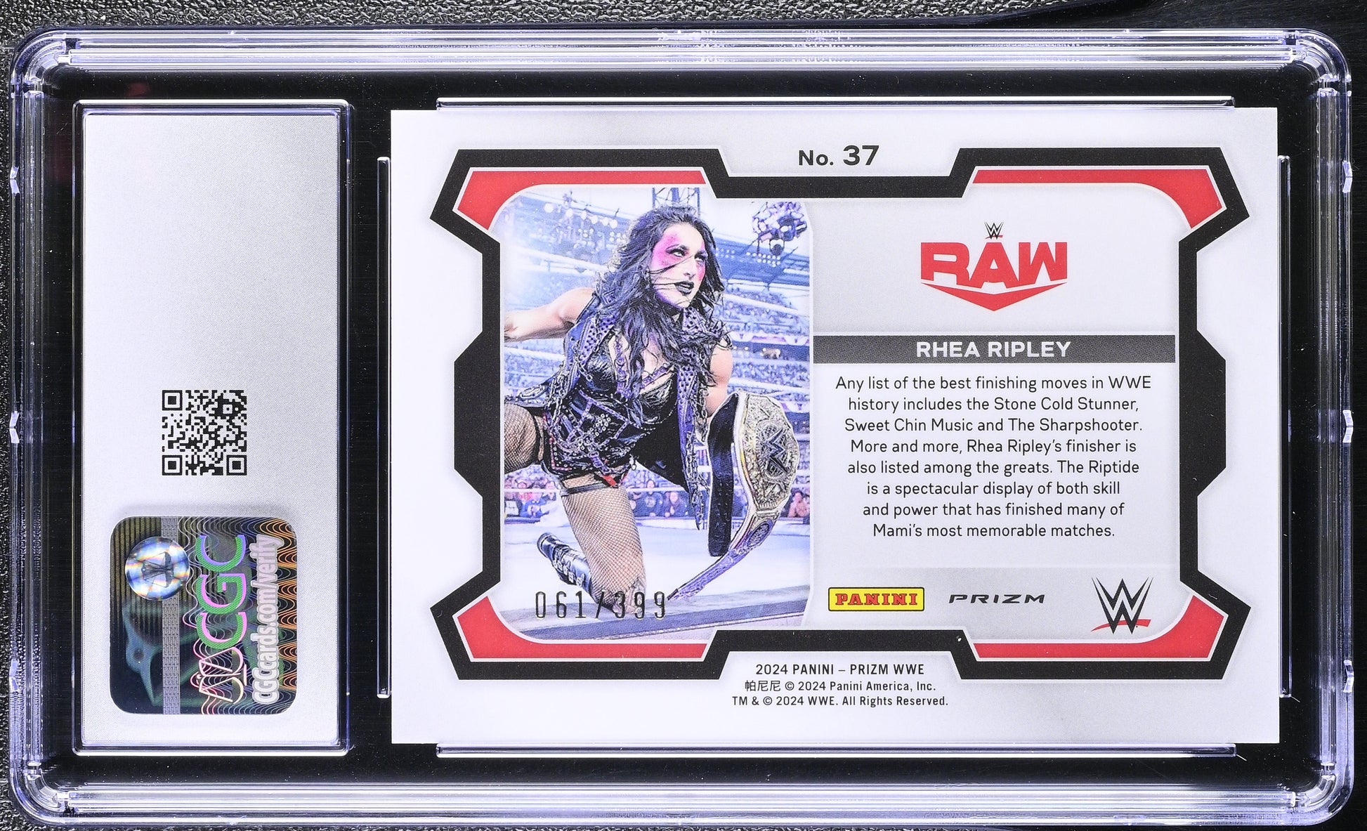 2024 Panini Prizm WWE #37 Rhea Ripley – Red Pulsar Parallel – CGC 10 Gem Mint