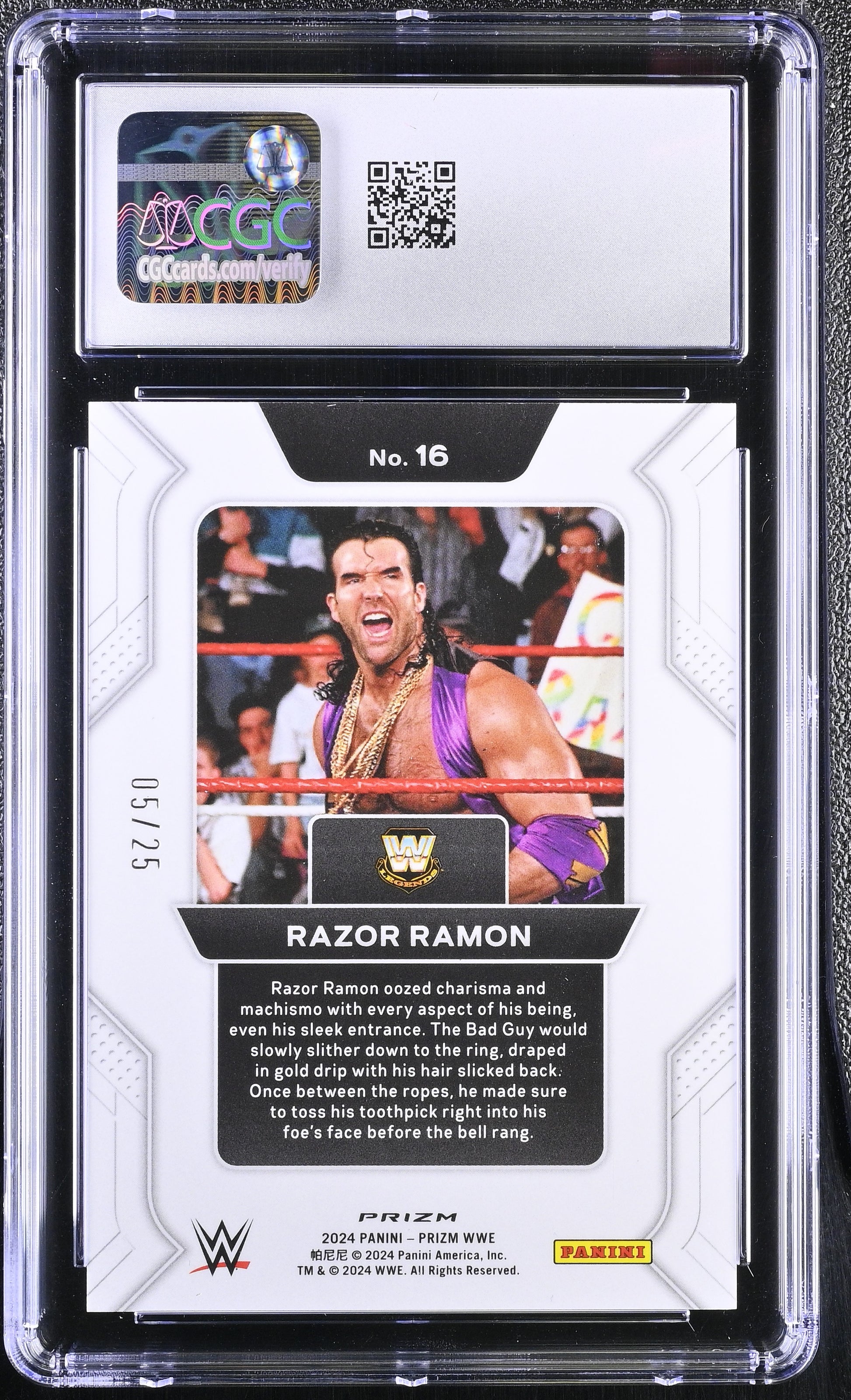 2024 Panini Prizm WWE Prizmatic Entrances – Razor Ramon Green Pulsar – CGC 10 Gem Mint