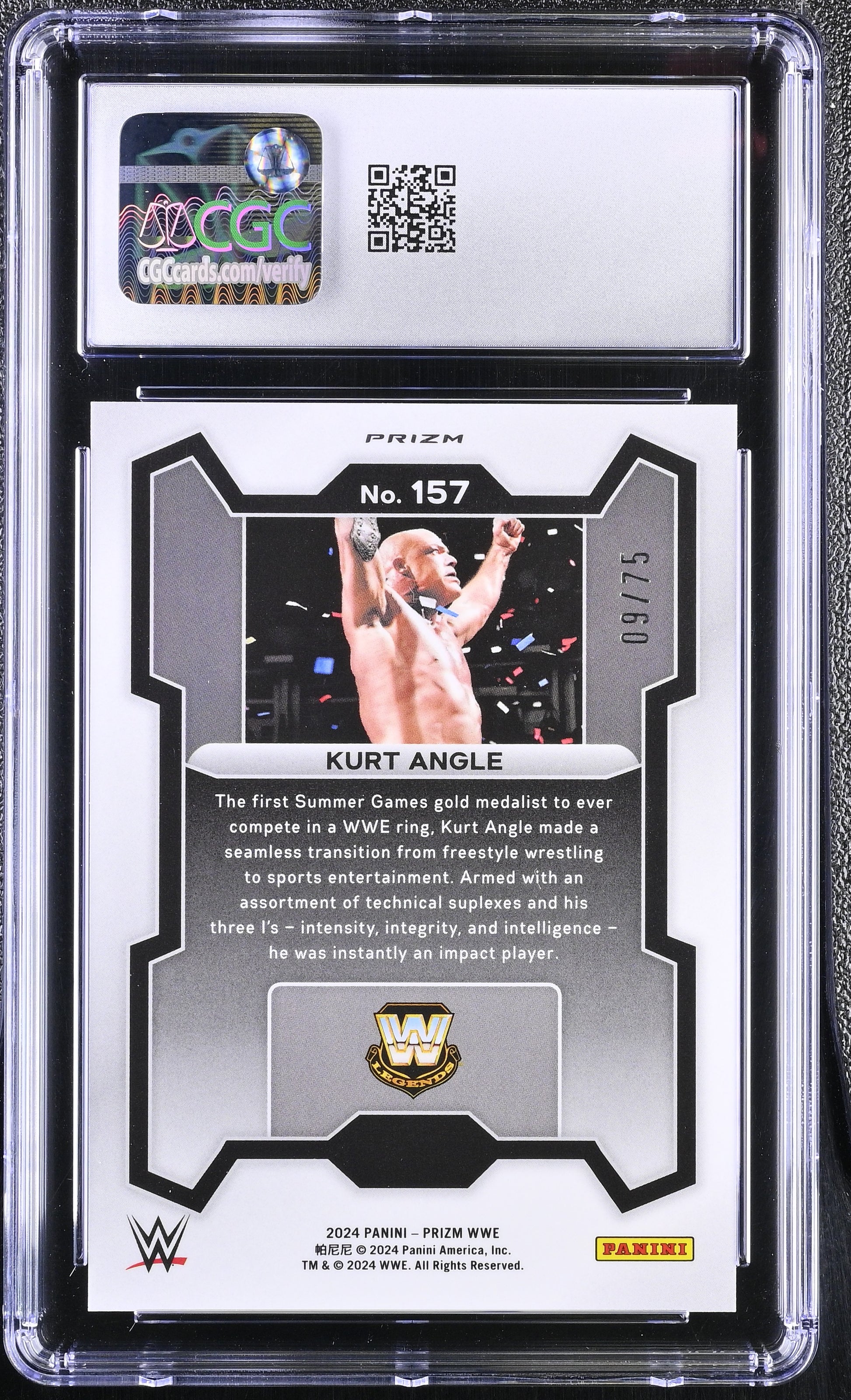 Kurt Angle [Blue Pulsar] #157 – 2024 Panini Prizm WWE – CGC 10 Gem Mint