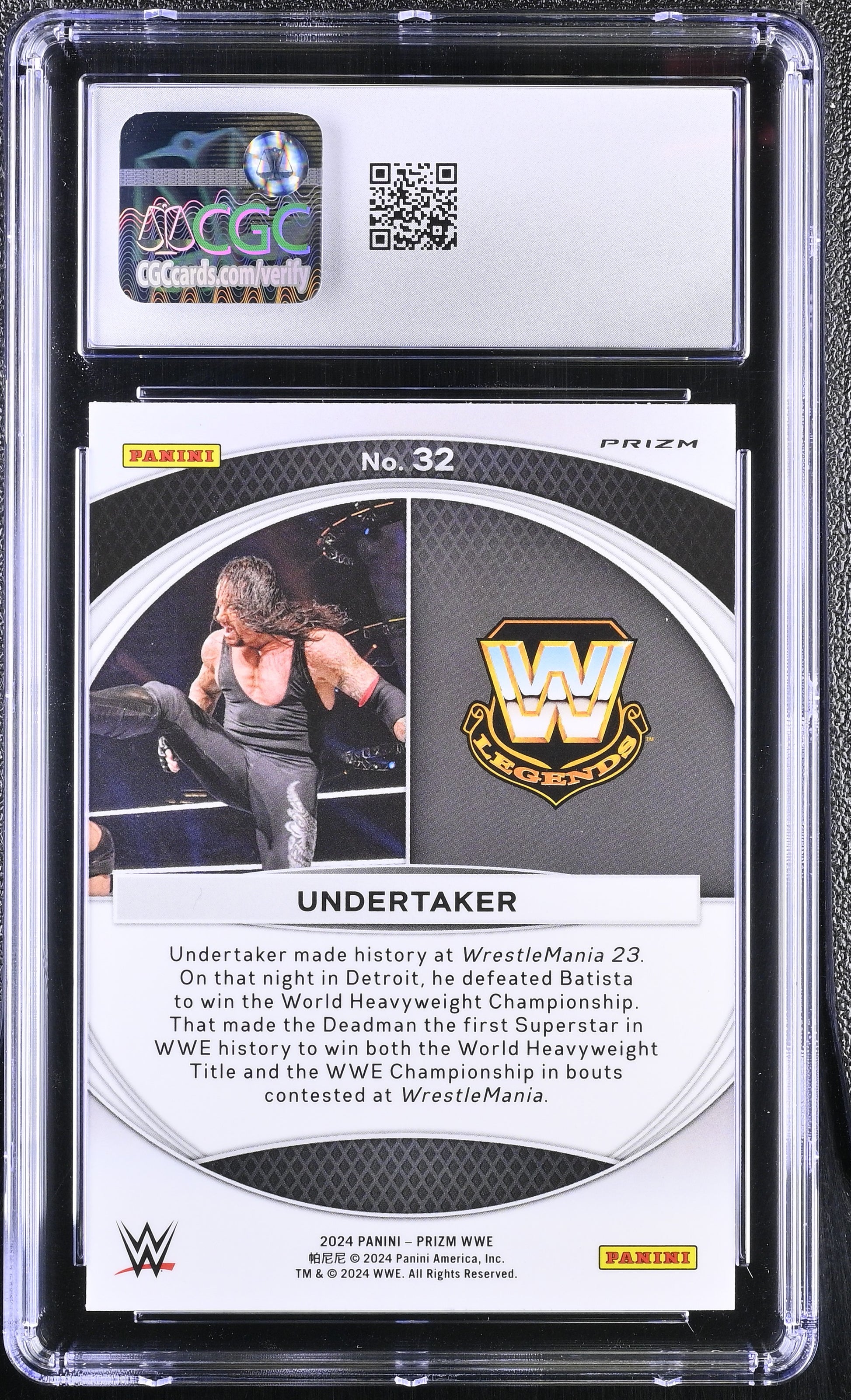2024 Panini Prizm WWE WrestleMania Moments #32 Undertaker – Green Parallel – CGC 10 Gem Mint