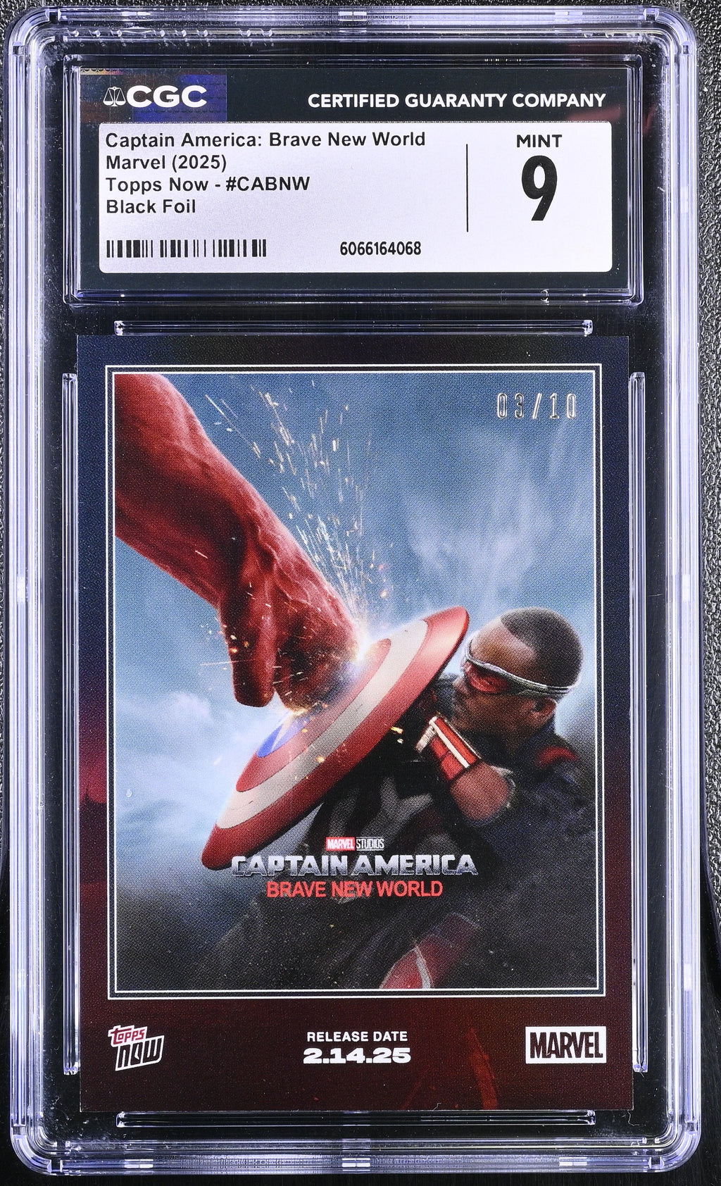 2025 Topps Now Marvel – Captain America: Brave New World Black Foil – CGC 9 Mint