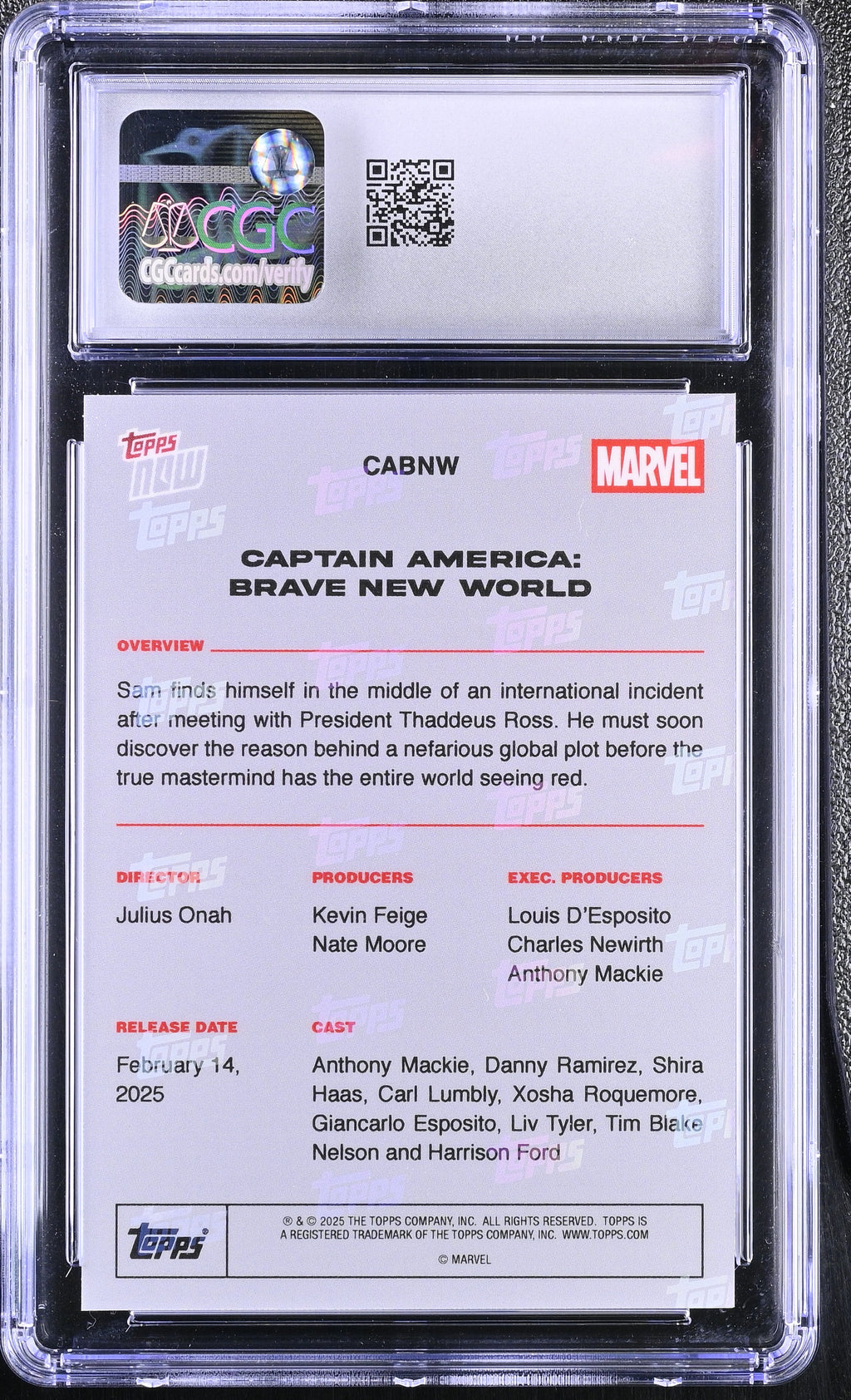 2025 Topps Now Marvel – Captain America: Brave New World Black Foil – CGC 9 Mint