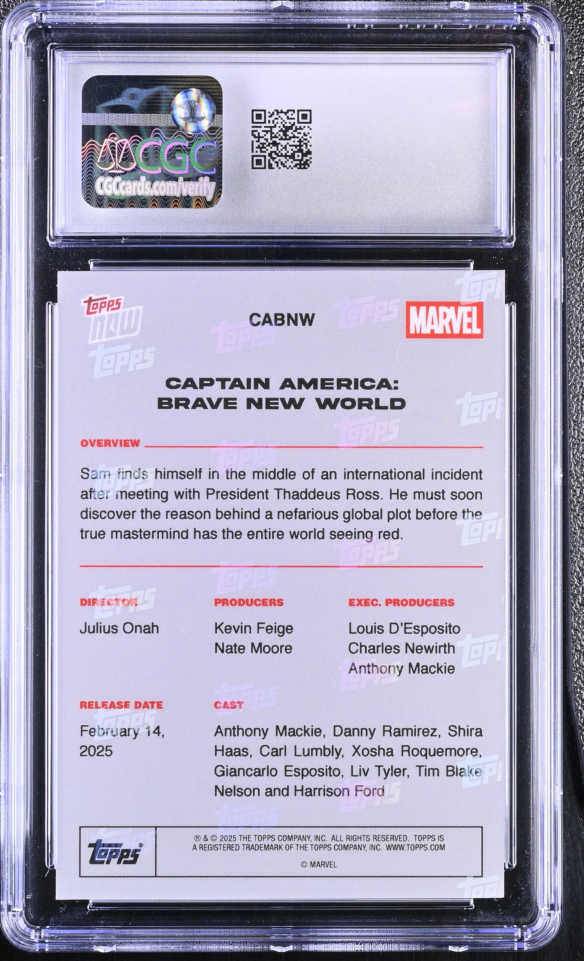 2025 Topps Now Marvel – Captain America: Brave New World Black Foil – CGC 9 Mint
