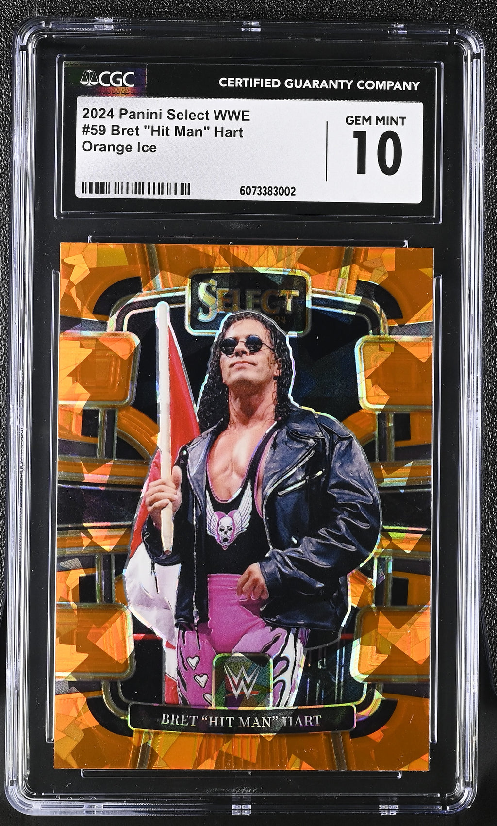 Shop 2024 Panini Select WWE #59 Bret “Hit Man” Hart Orange Ice – CGC 10 Gem Mint. Stunning WWE legend parallel in flawless slabbed condition.
