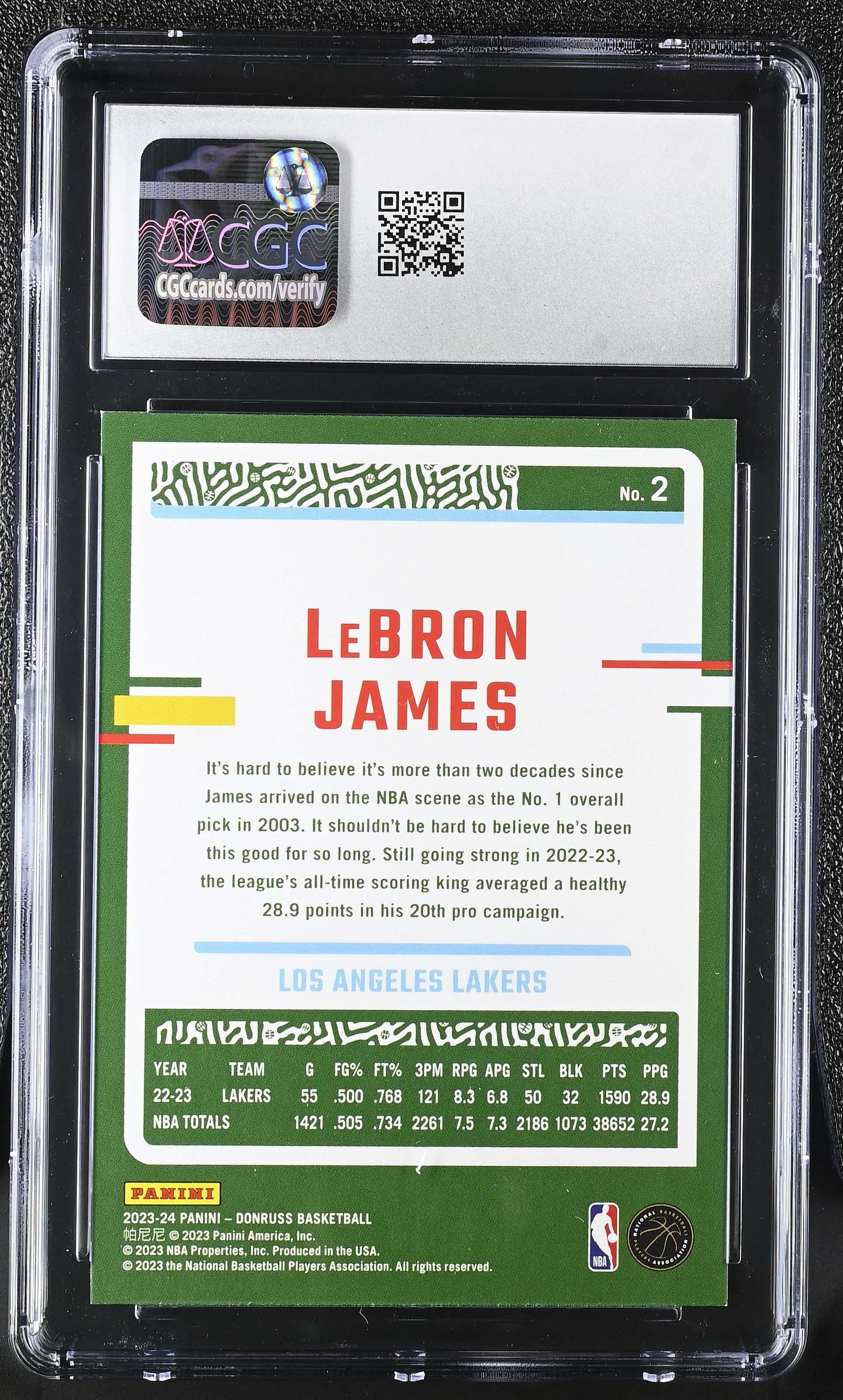 2023-24 Donruss LeBron James #2 – CGC 10 Gem Mint – Los Angeles Lakers